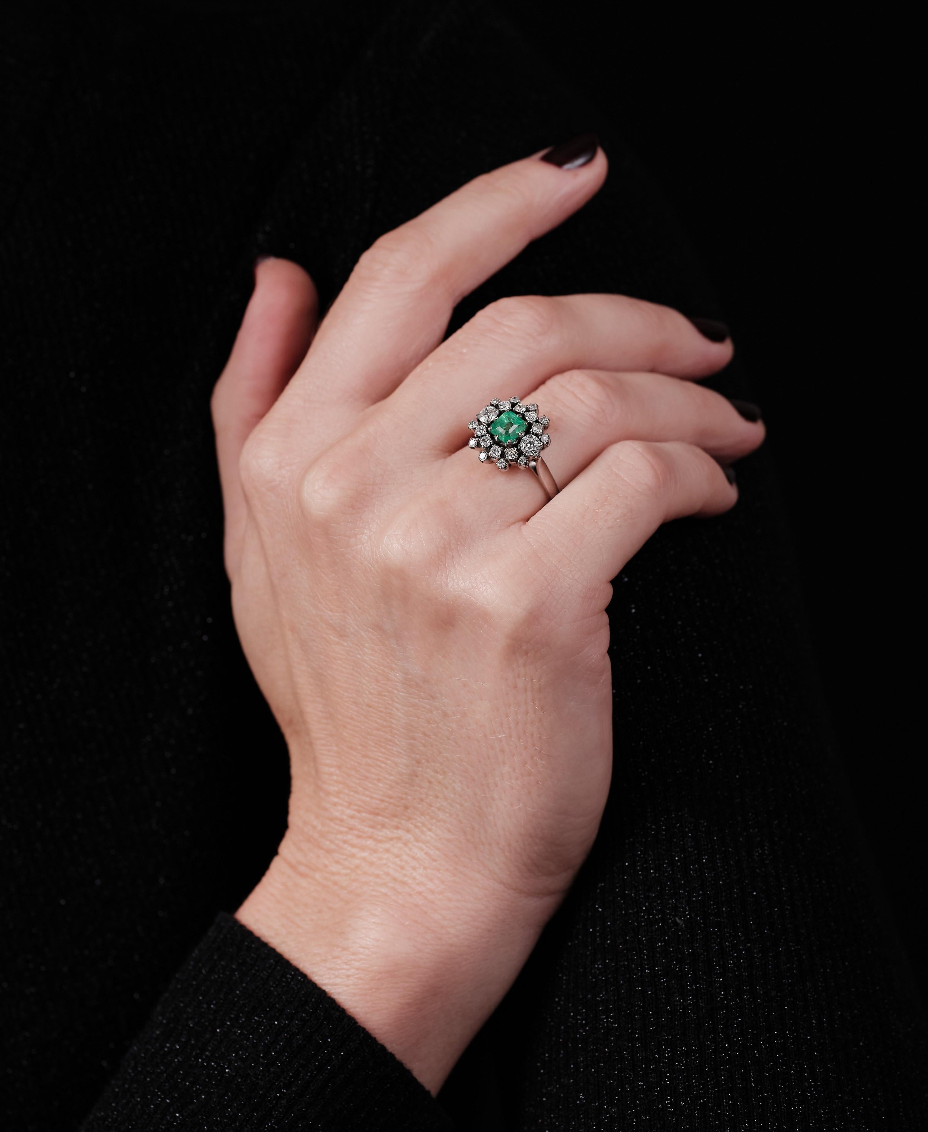 Modern 1960s Emerald and Diamond 