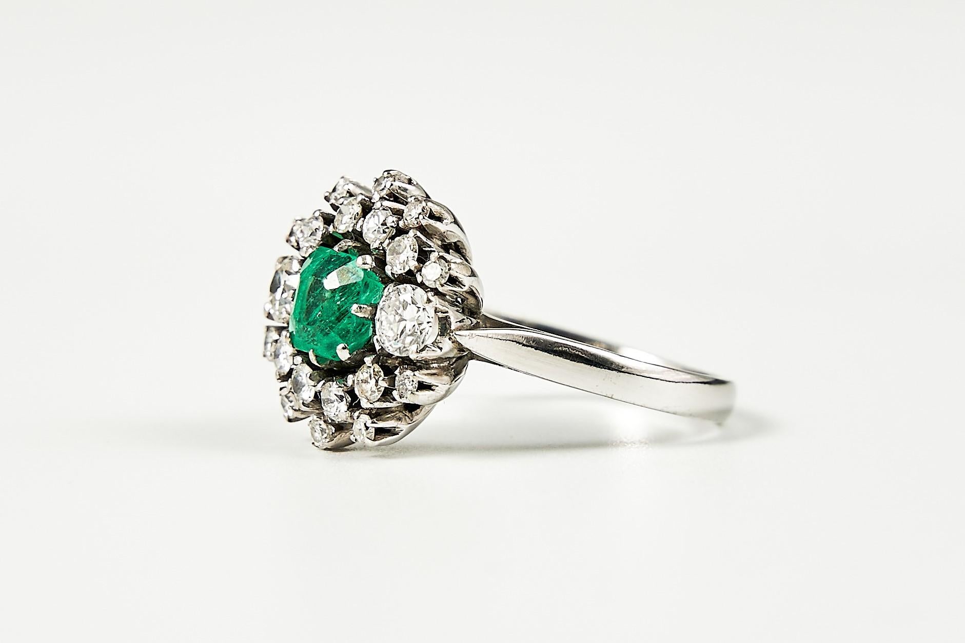 Women's or Men's 1960s Emerald and Diamond 