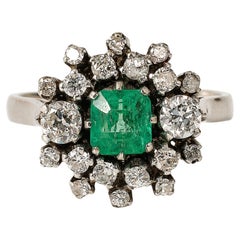 1960s Emerald and Diamond "Starburst" cluster ring 