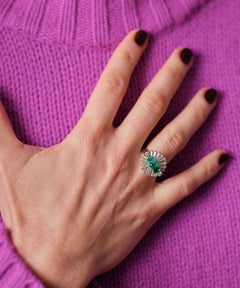 1960s emerald diamond ballerina ring