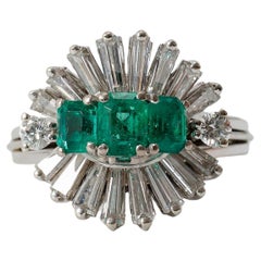 1960s emerald diamond ballerina ring