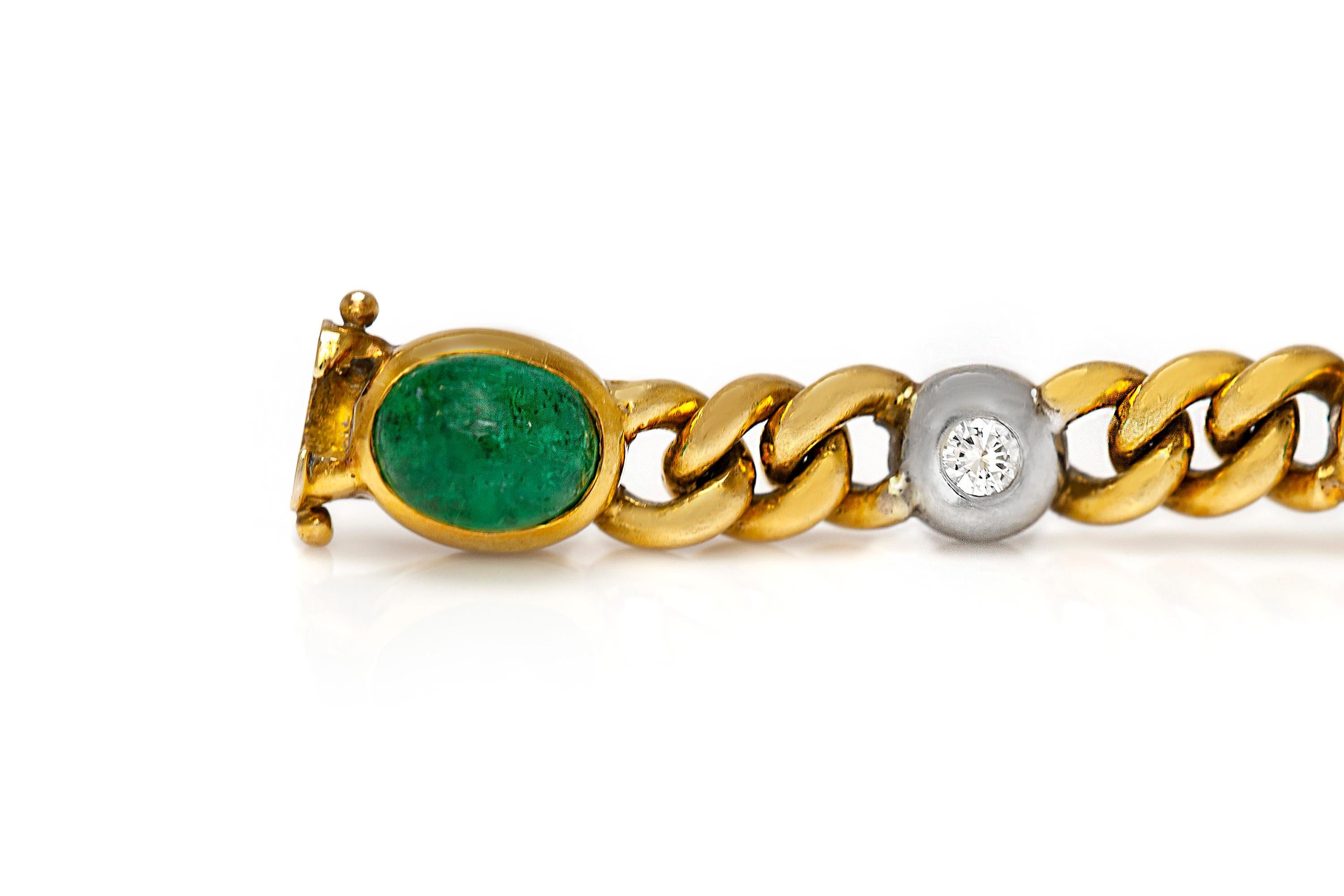 1960s Emerald Diamond Gold Bracelet In Good Condition For Sale In New York, NY