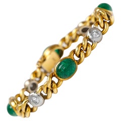 Retro 1960s Emerald Diamond Gold Bracelet