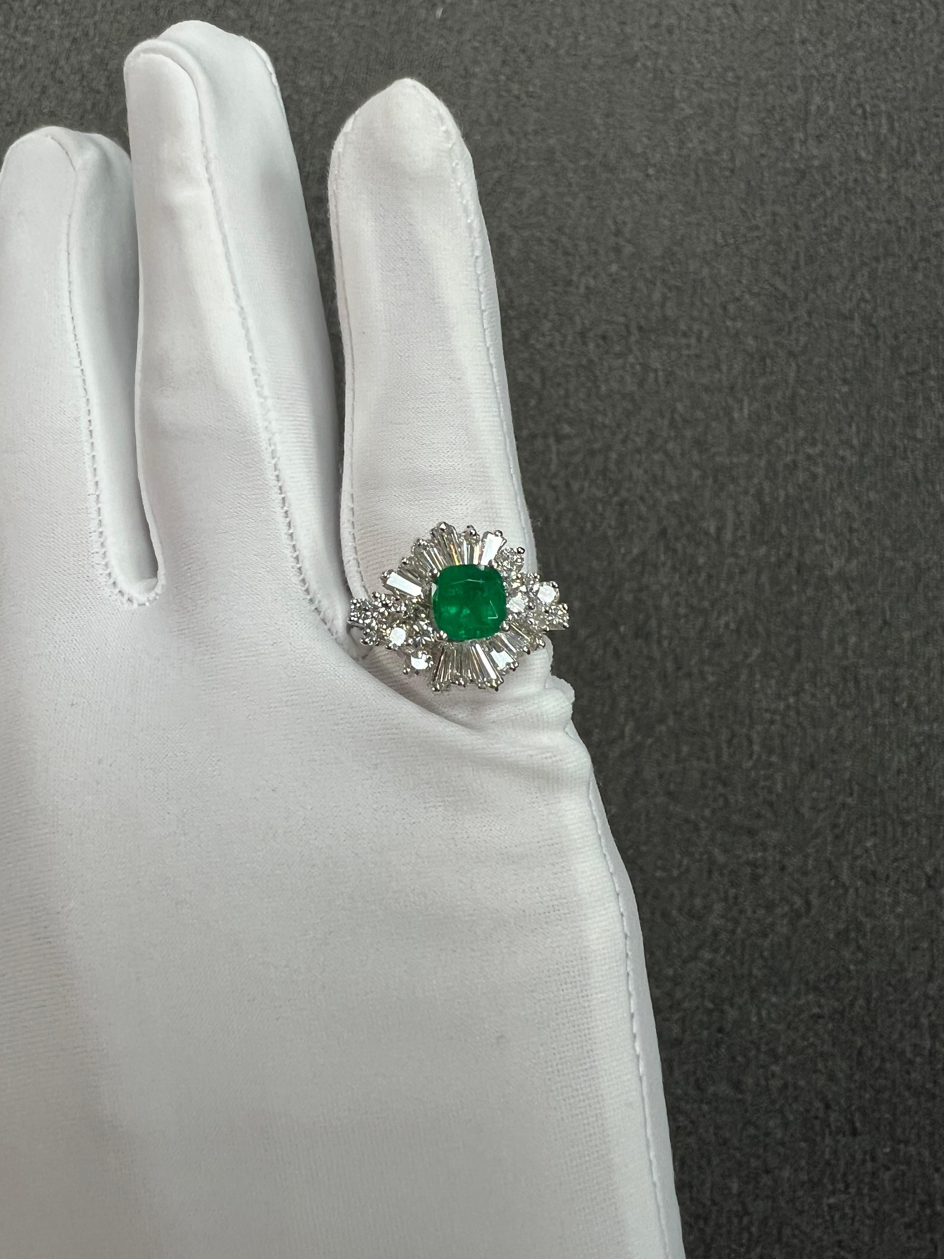 1960s Emerald Diamond White Gold Cocktail Ring For Sale 9