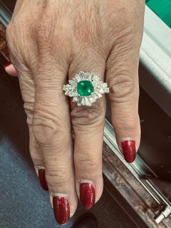 1960s Emerald Diamond White Gold Cocktail Ring