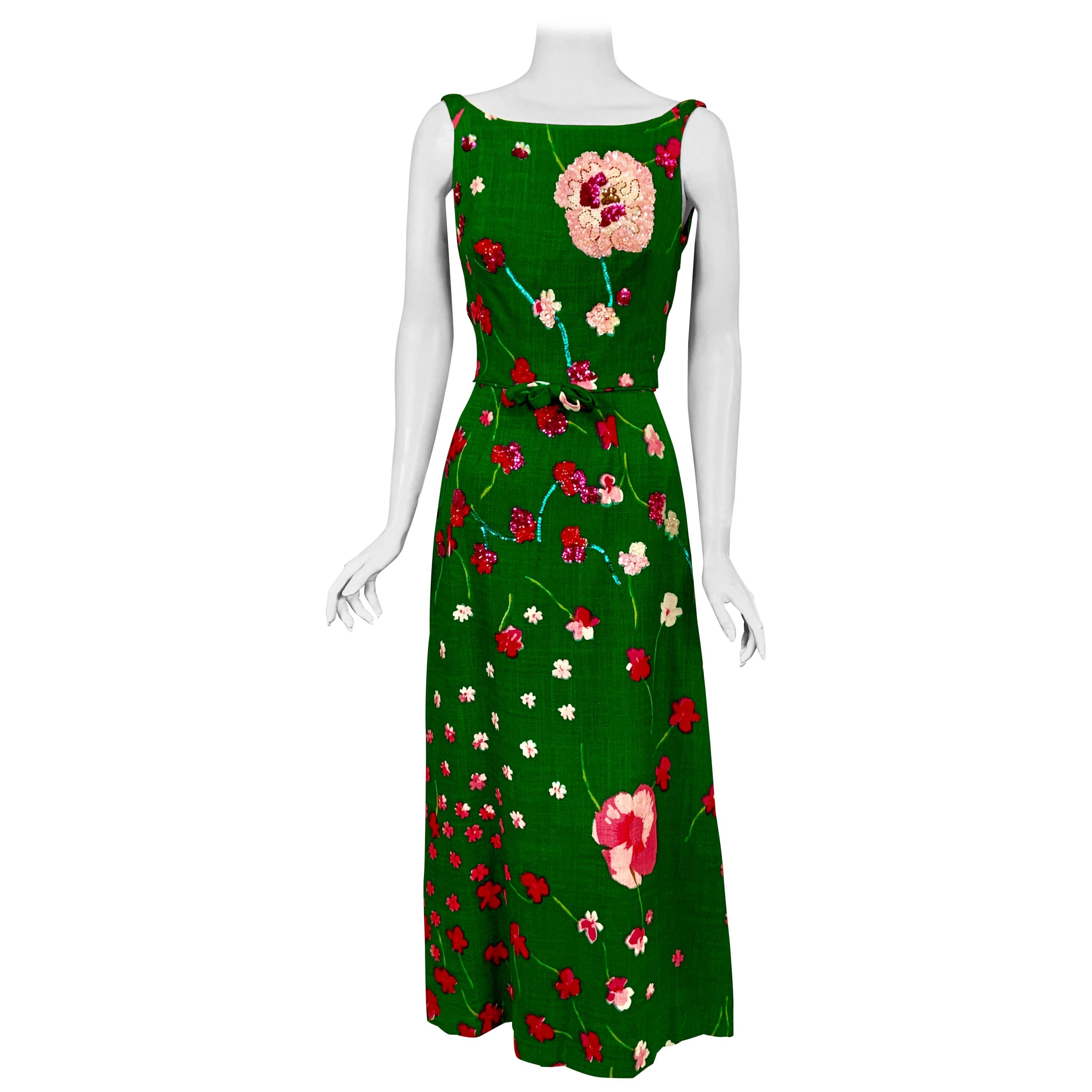 emerald green linen dress