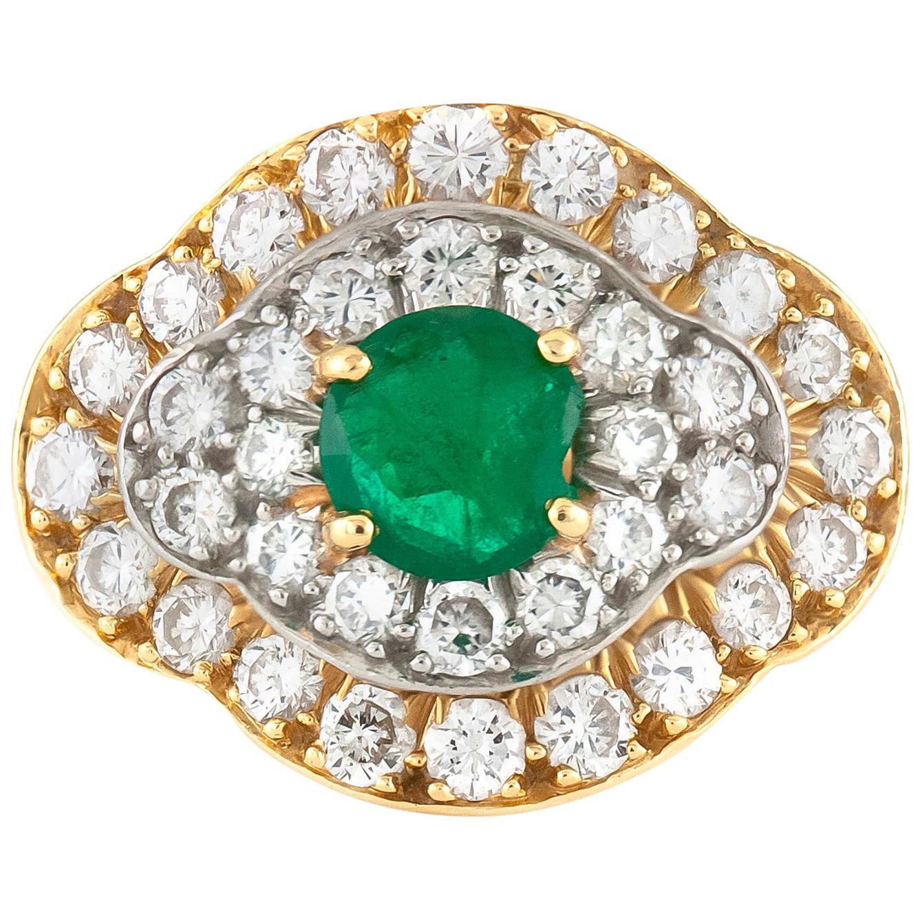 1960s Emerald with 2.00 Carat Diamonds Ring For Sale