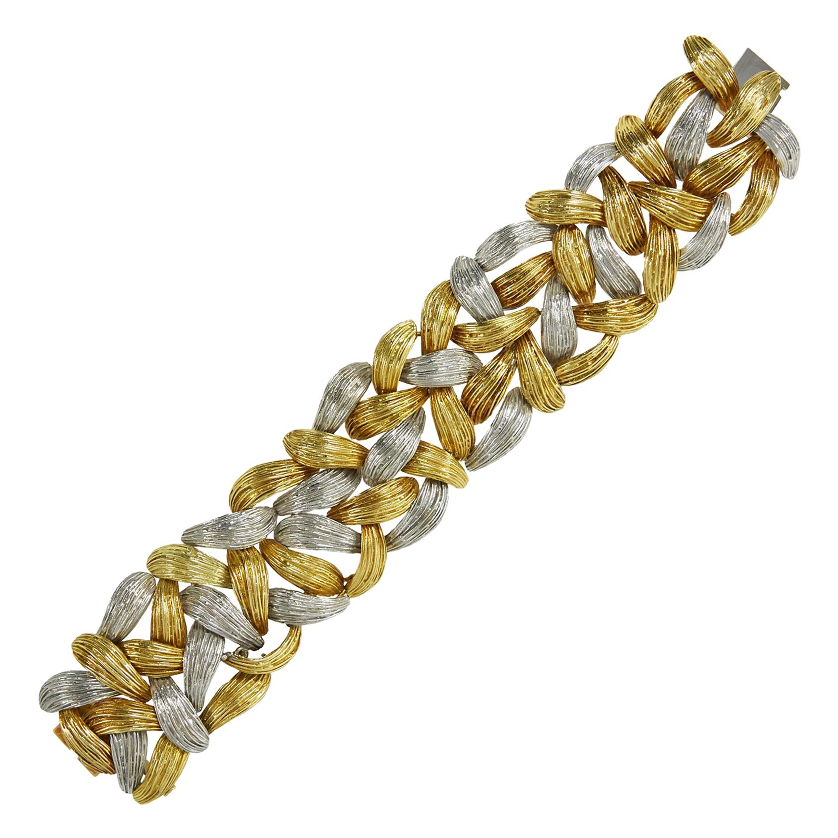 Emil Meister Textured Bicolor Gold Gold Bracelet 1960s