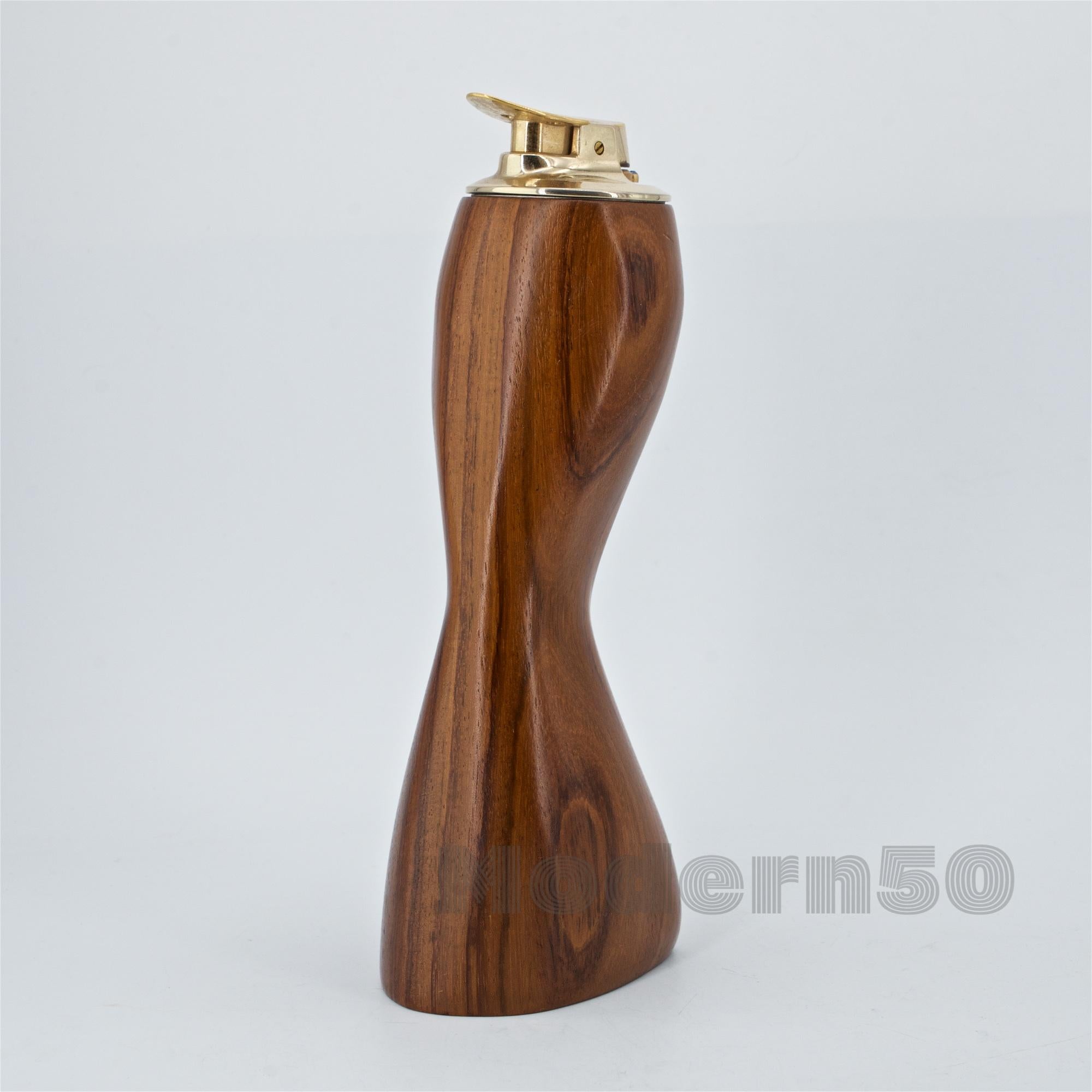 Mid-Century Modern 1960s Emil Milan Rosewood Brass Table Lighter Sculpture American Studio Craft For Sale