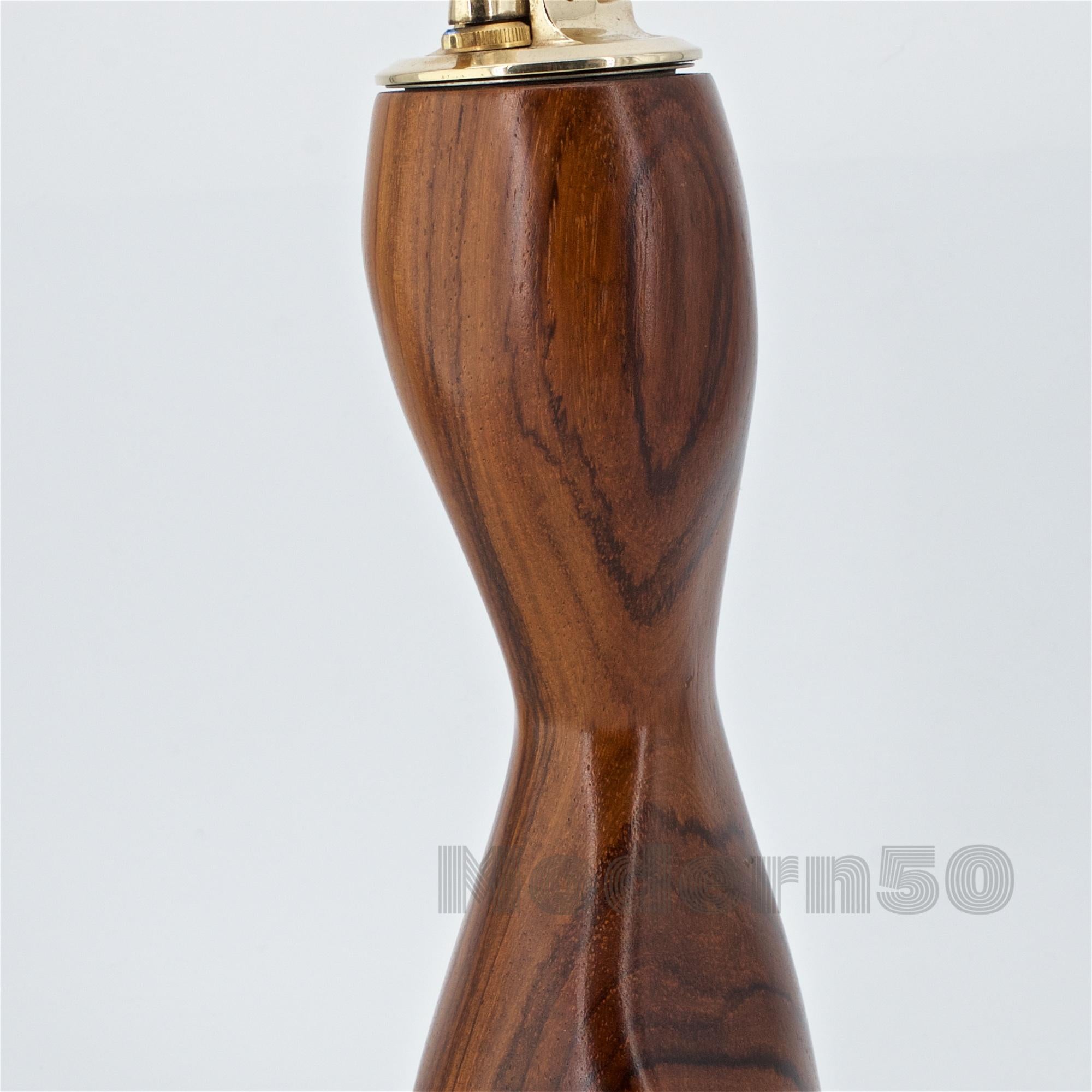 1960s Emil Milan Rosewood Brass Table Lighter Sculpture American Studio Craft In Fair Condition For Sale In Hyattsville, MD