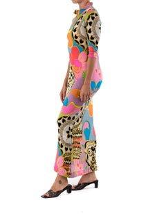 1960S EMILIA BELLINI Multi Color Silk Flower And Shape Pattern Dress