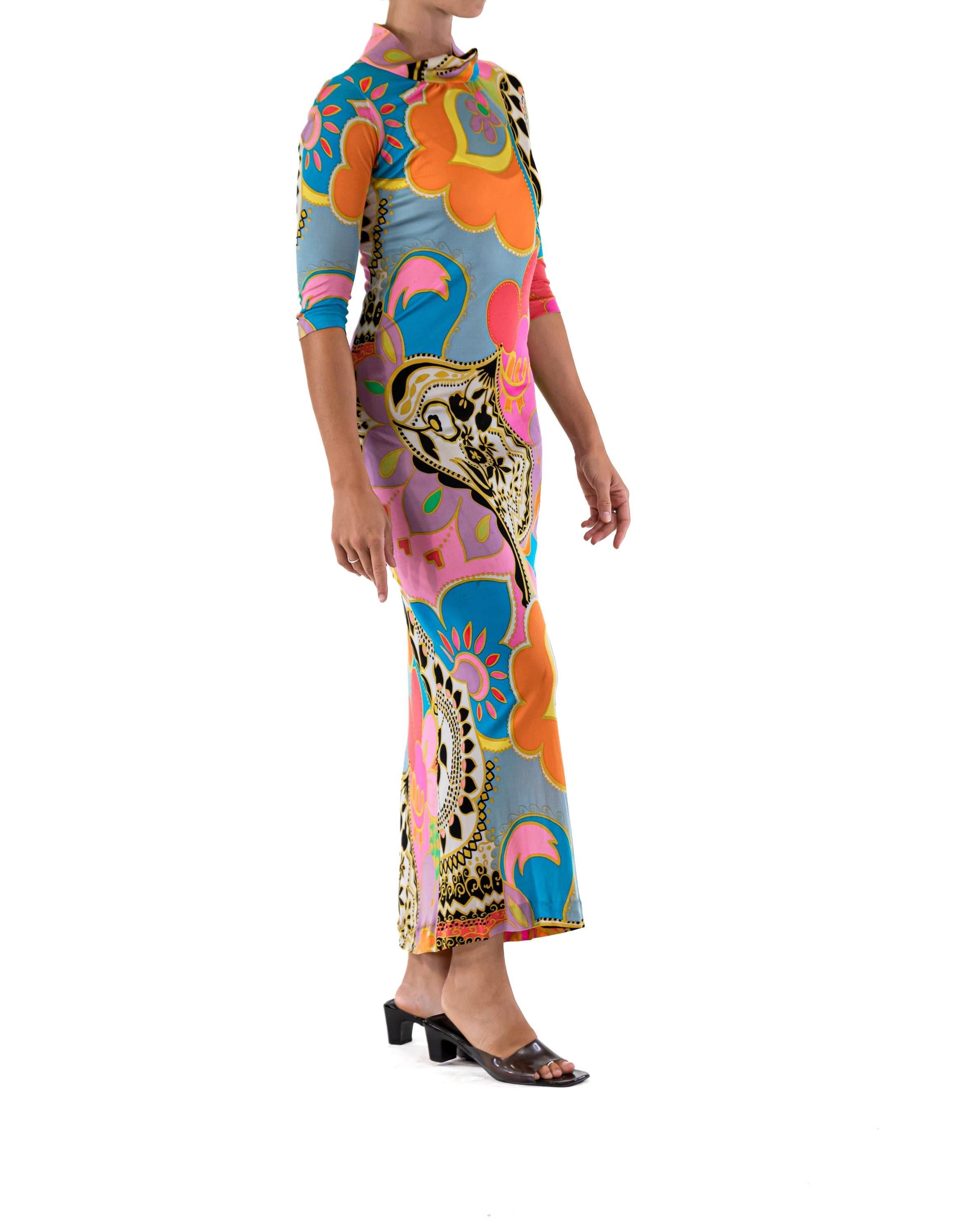 1960S EMILIA BELLINI Multi Color Silk Flower And Shape Pattern Dress 1