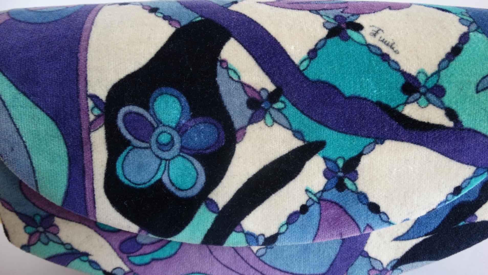 1960s Emilio Pucci Velveteen Floral Pattern Clutch 3