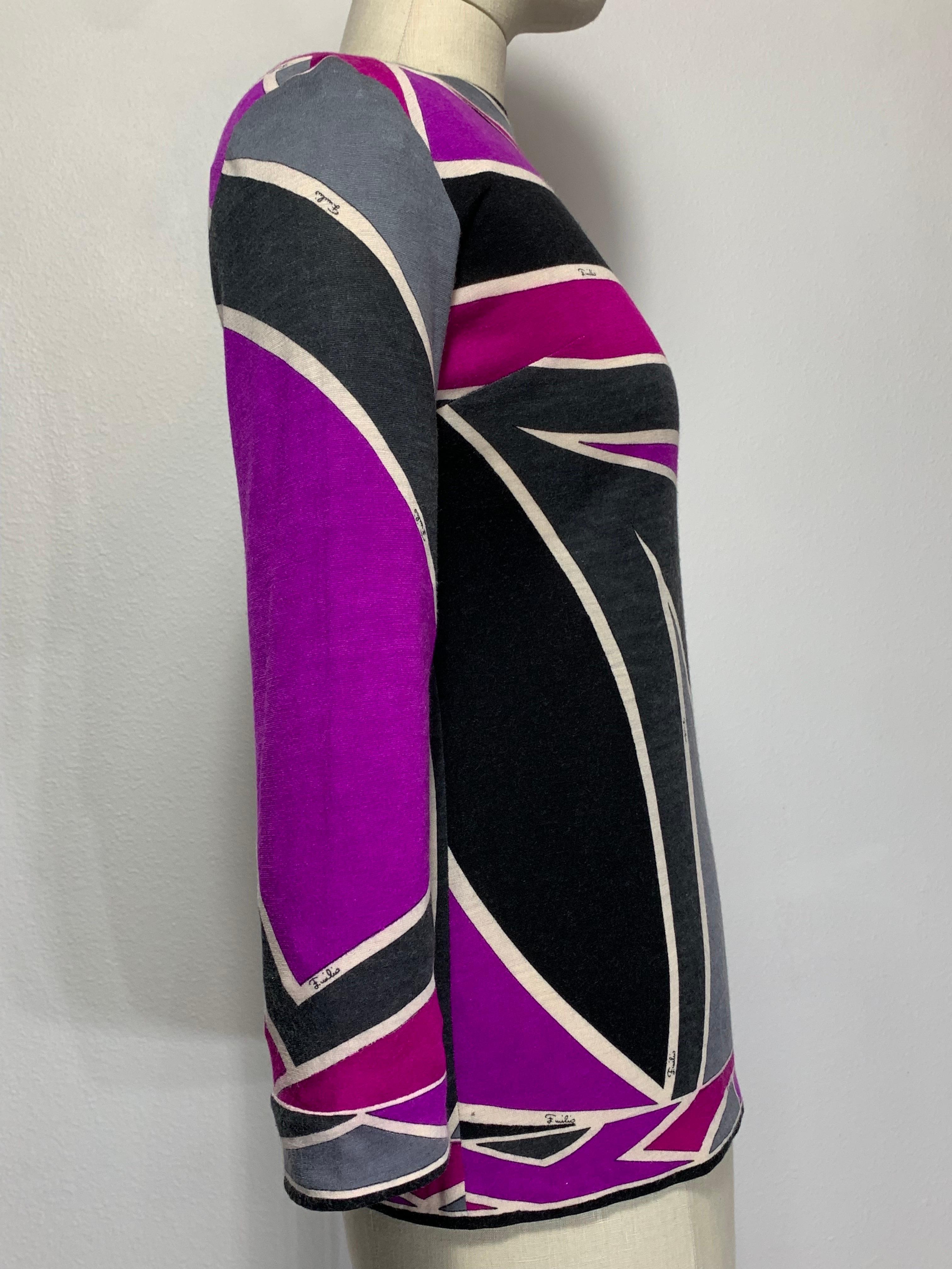 1960s Emilio Pucci Cashmere & Silk Graphic Print Knit Pullover Sweater  For Sale 3