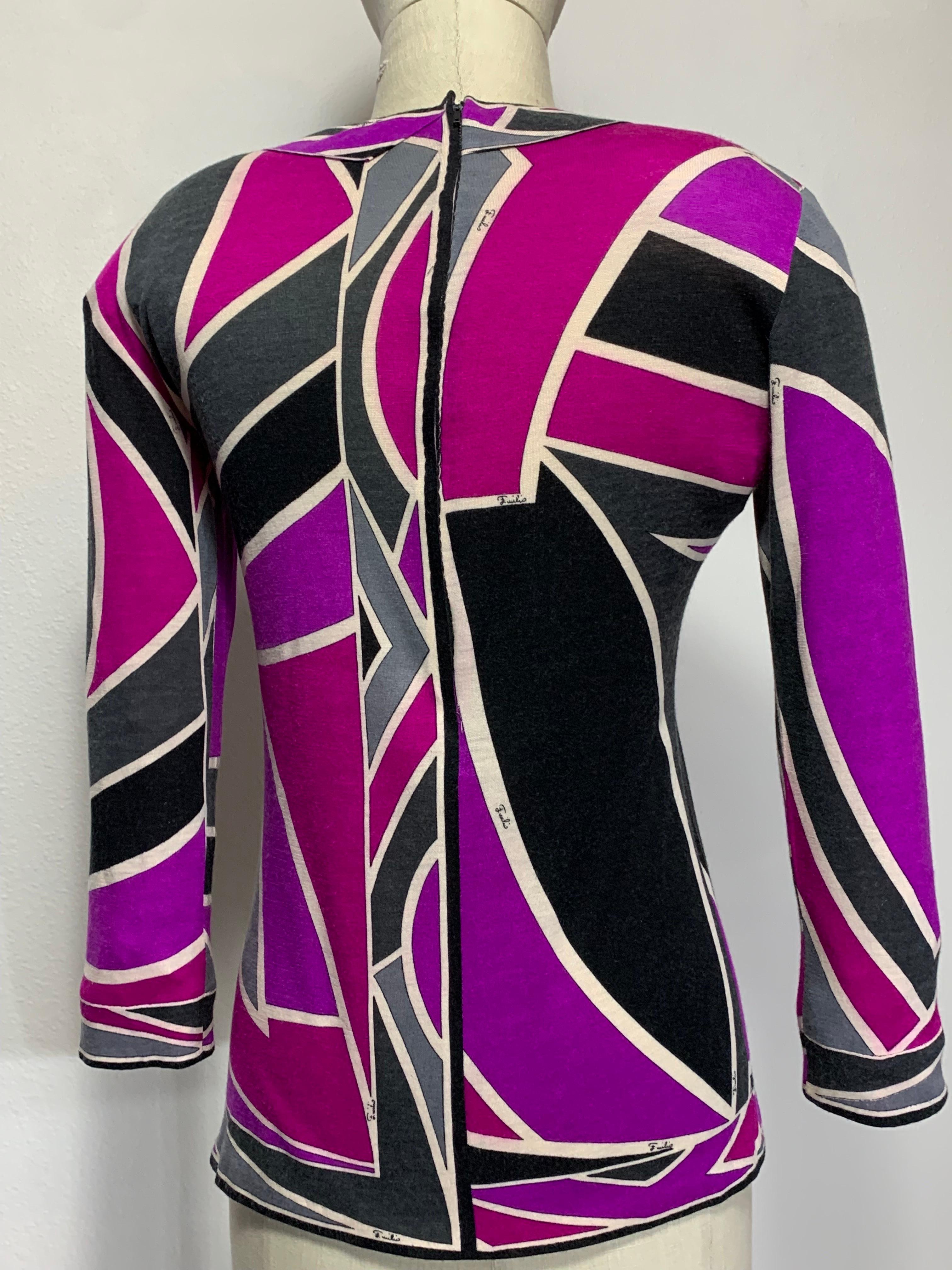1960s Emilio Pucci Cashmere & Silk Graphic Print Knit Pullover Sweater  For Sale 4
