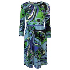 1960s Emilio Pucci Cashmere & Silk Purple & Green Classic Print Dress