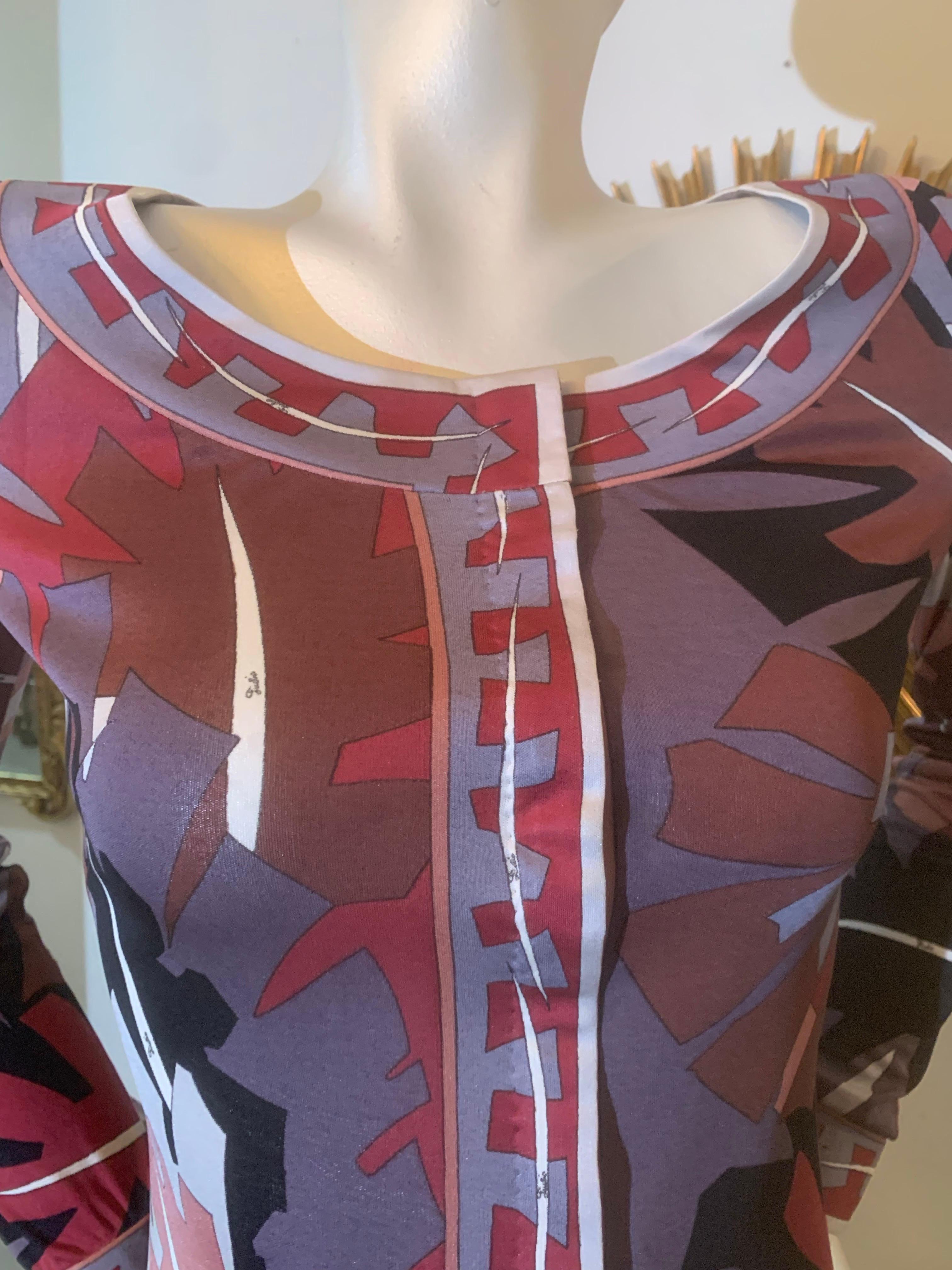 Robe de jour Emilio Pucci des années 1960, taille basse, jupe complète imprimée de grenouilles de palmier en vente 6