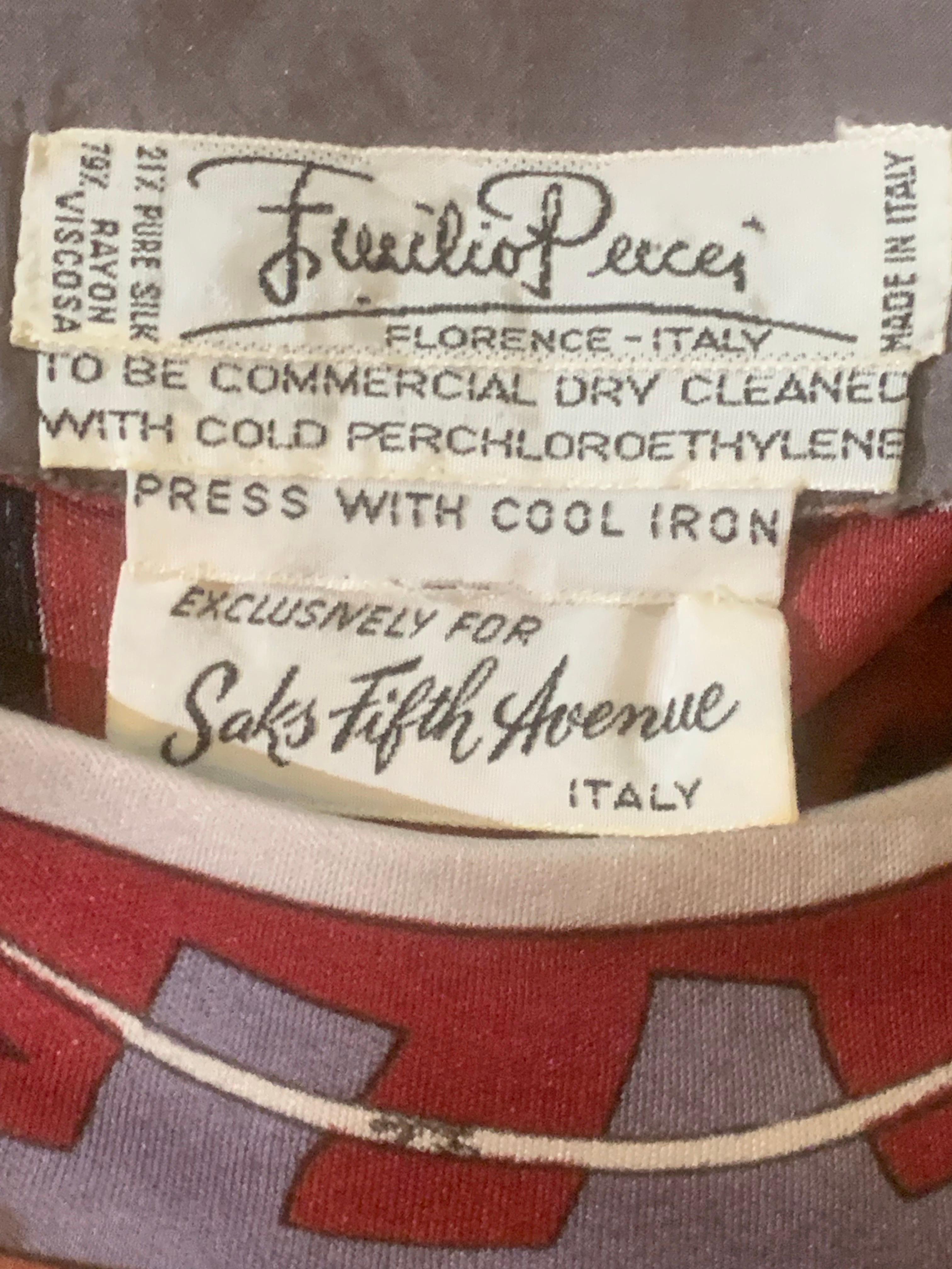 Robe de jour Emilio Pucci des années 1960, taille basse, jupe complète imprimée de grenouilles de palmier en vente 8