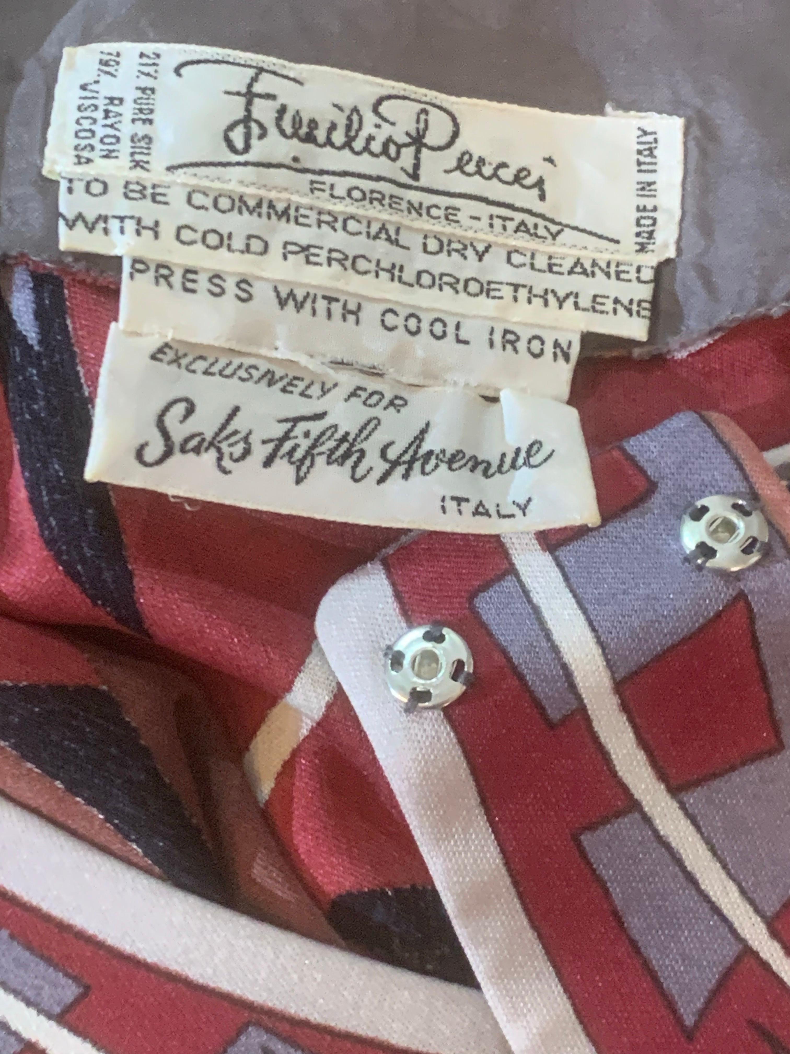 Robe de jour Emilio Pucci des années 1960, taille basse, jupe complète imprimée de grenouilles de palmier en vente 9