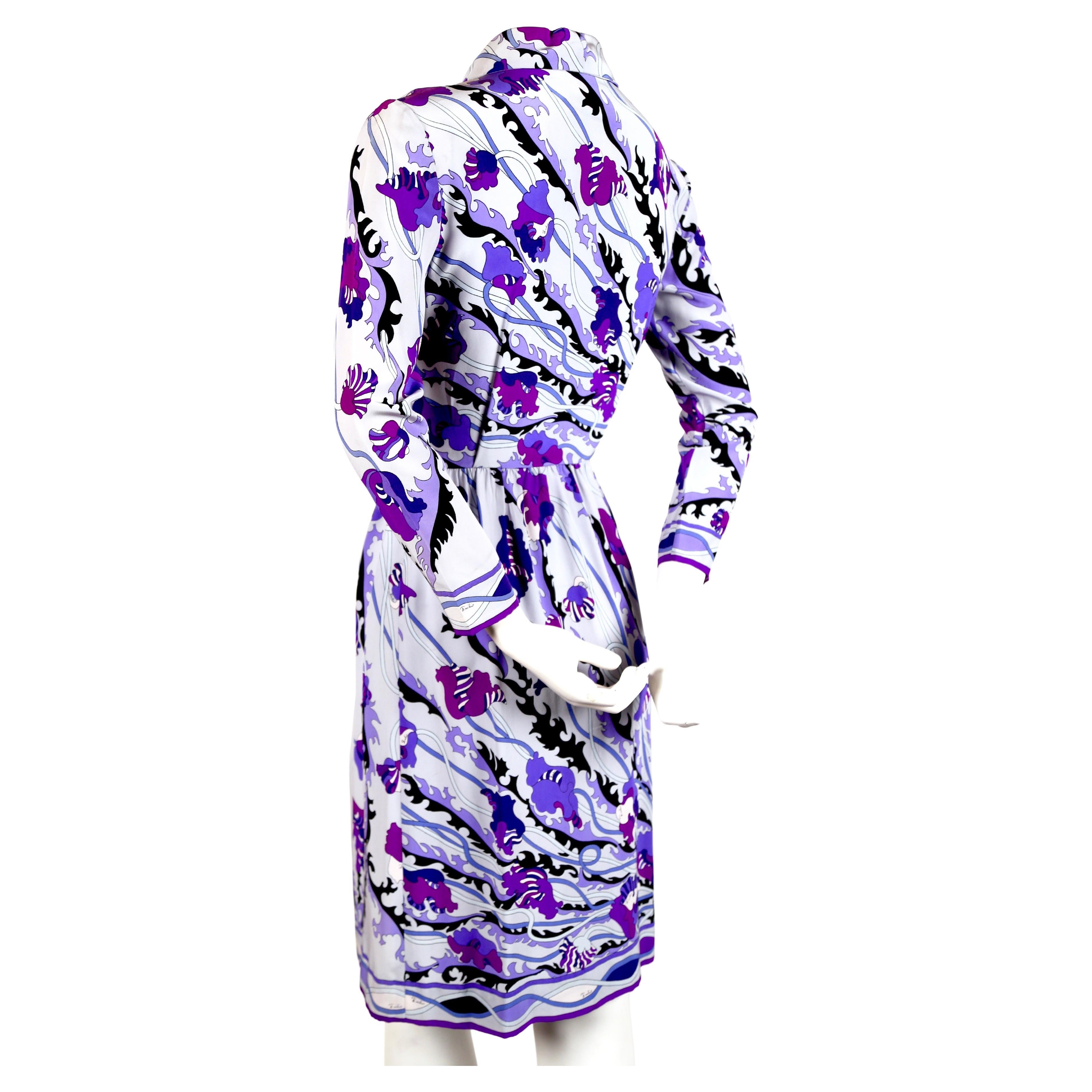 1960's EMILIO PUCCI floral printed silk dress In Good Condition For Sale In San Fransisco, CA
