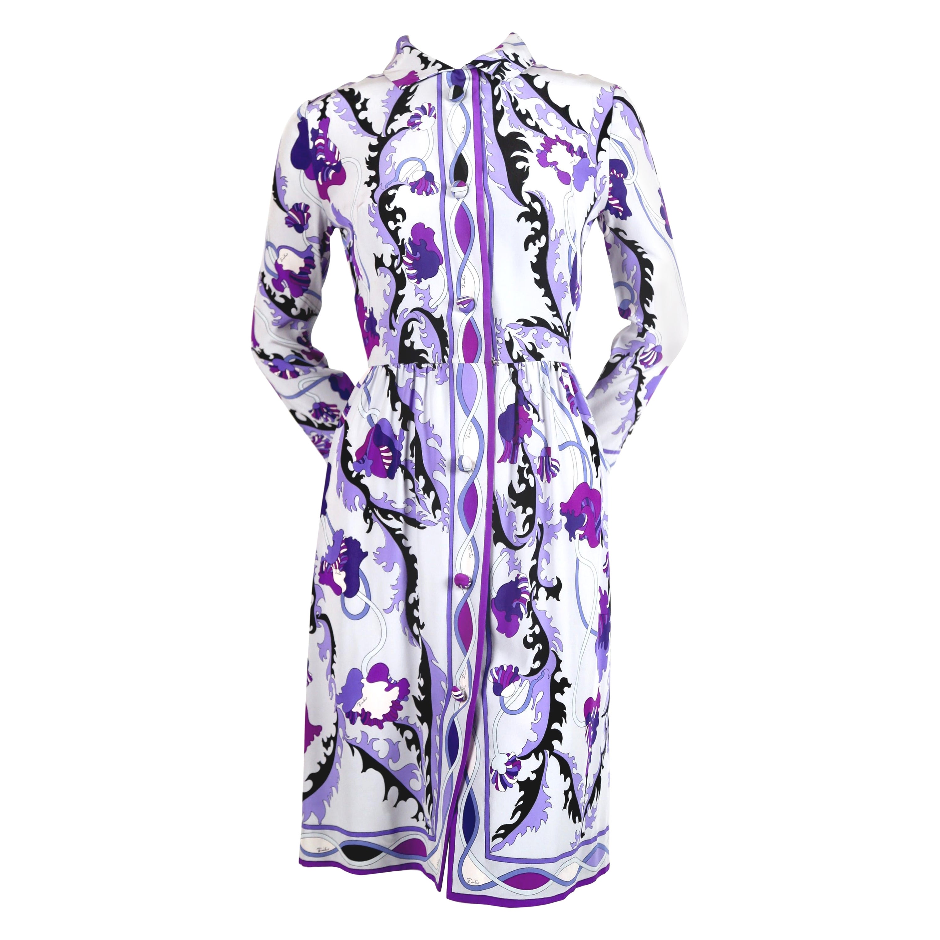 1960's EMILIO PUCCI floral printed silk dress For Sale