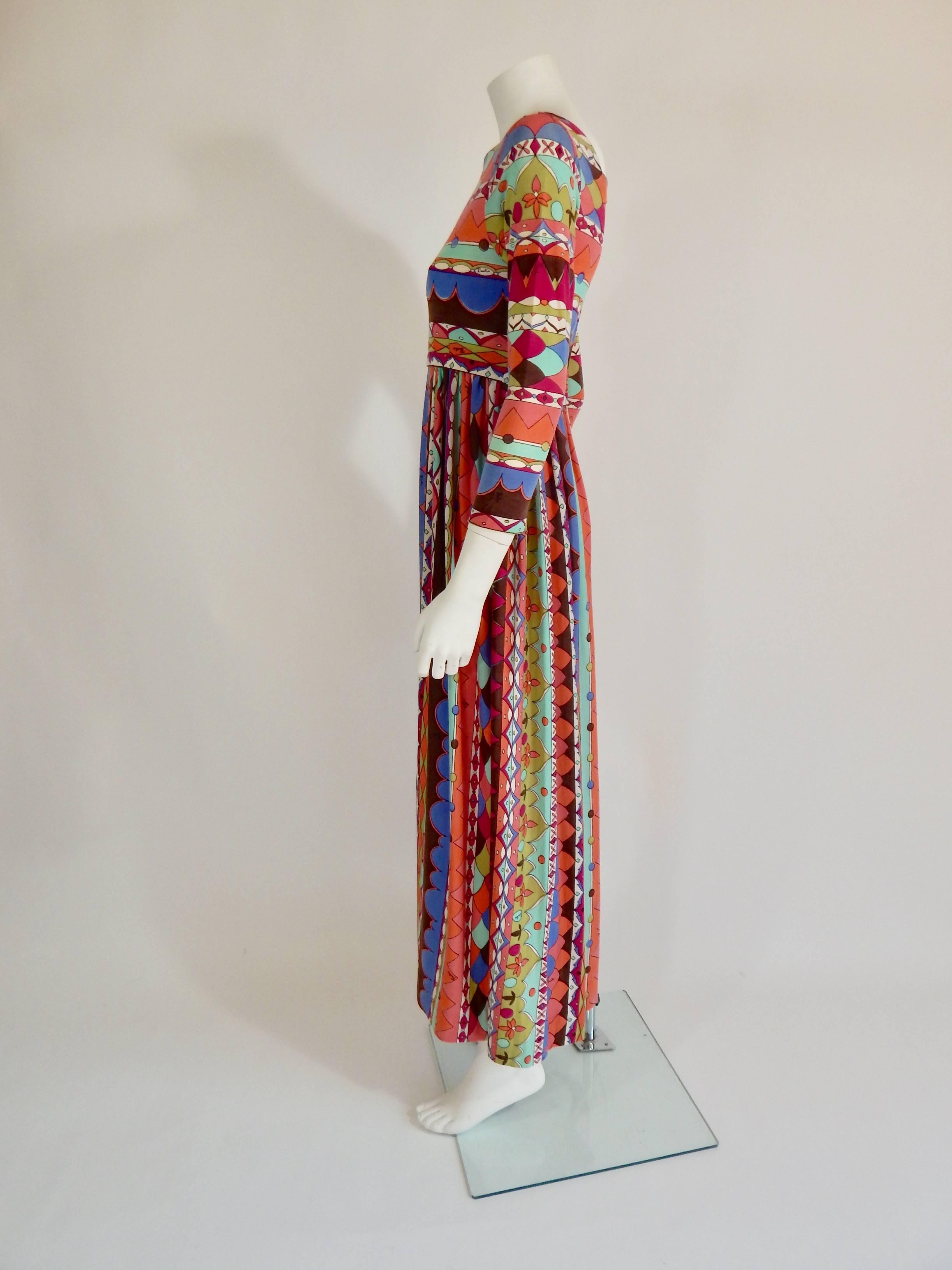 Emilio Pucci Maxi Dress, 1960s  In Excellent Condition For Sale In Long Island City, NY