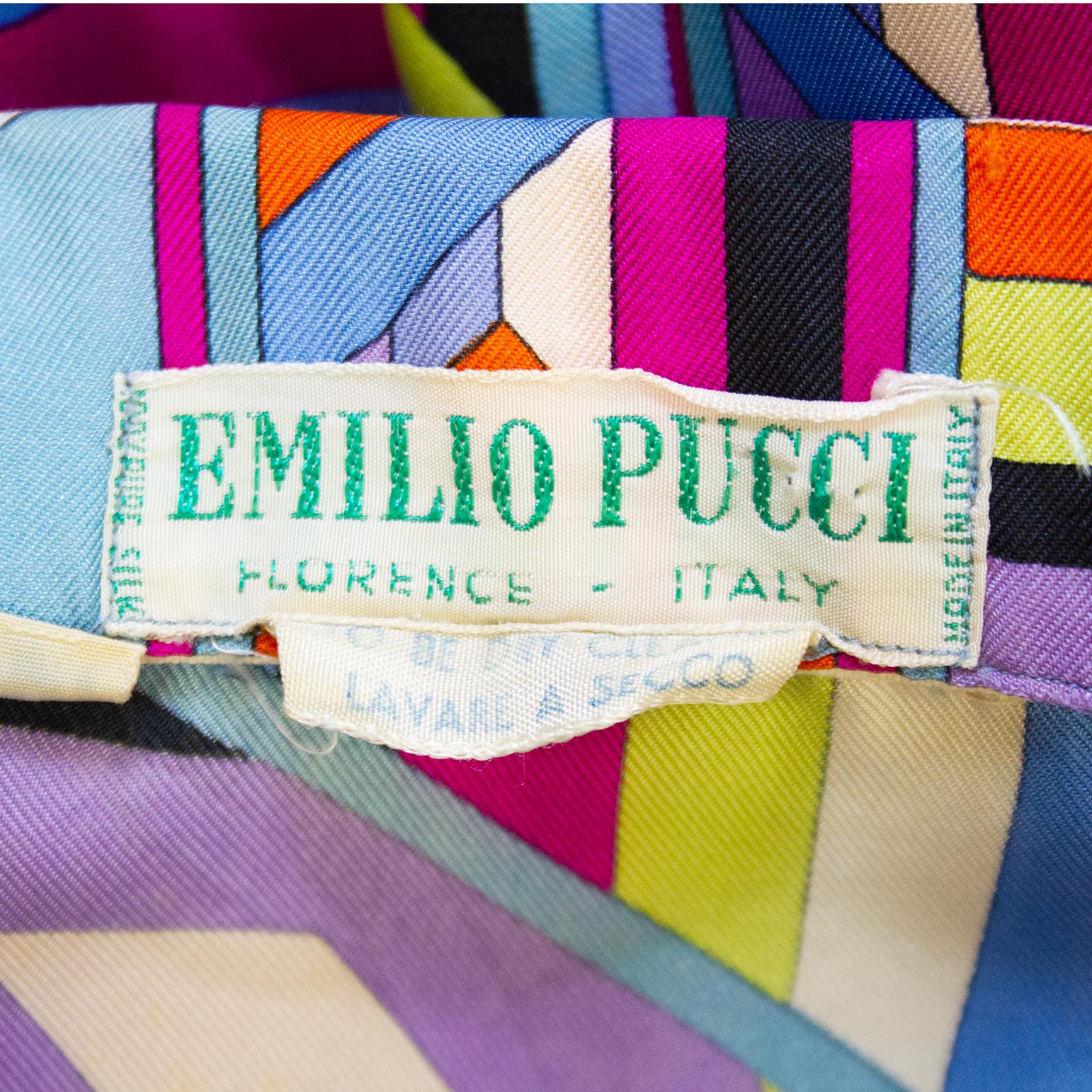 1960s Emilio Pucci Geometric Rainbow Printed Silk Shirt  For Sale 2