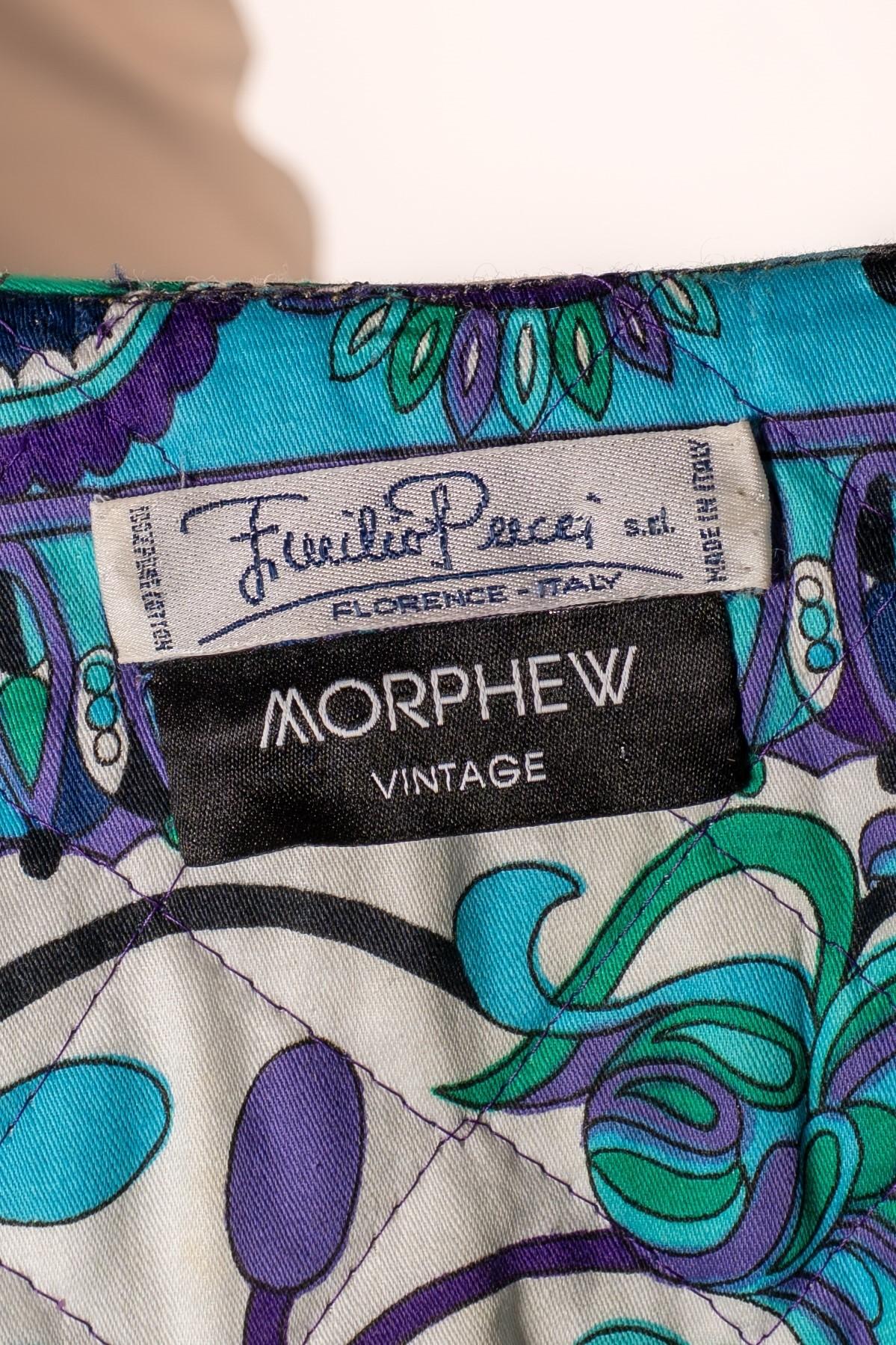 1960S EMILIO PUCCI Manteau d'été en coton matelassé pour la plage et la piscine, Blues mixtes Up&Up en vente 5