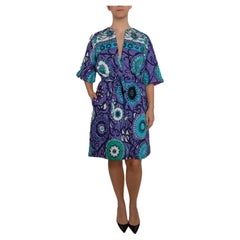 1960S EMILIO PUCCI Manteau d'été en coton matelassé pour la plage et la piscine, Blues mixtes Up&Up