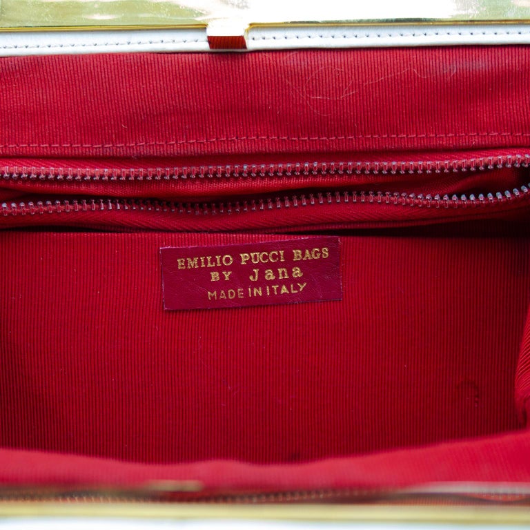 1960s Emilio Pucci Multi Colour Frame Bag with White Leather Trim  For Sale 3