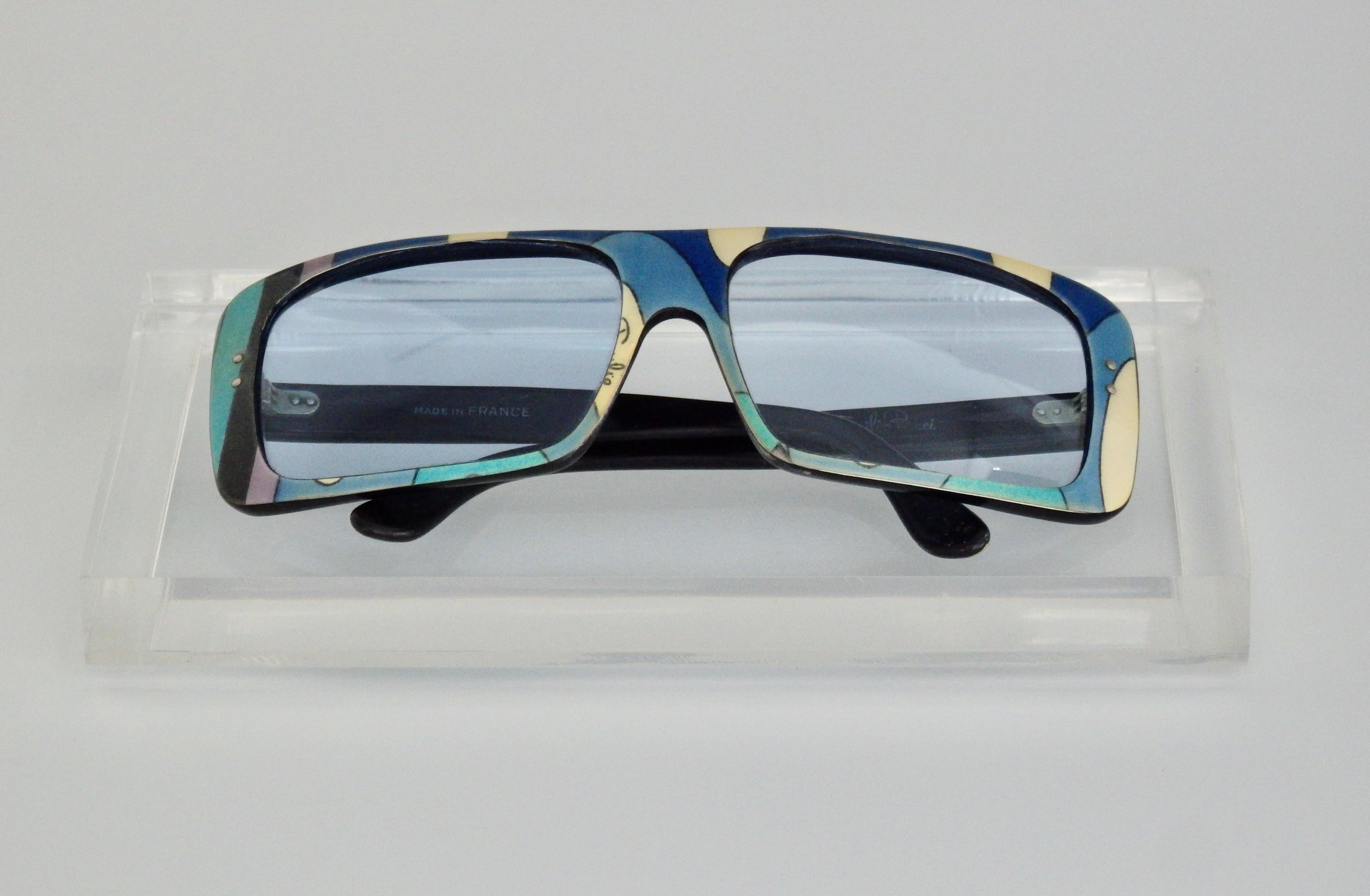 1960s Emilio Pucci Multicolored Laminate Printed Sunglasses, France For Sale 3