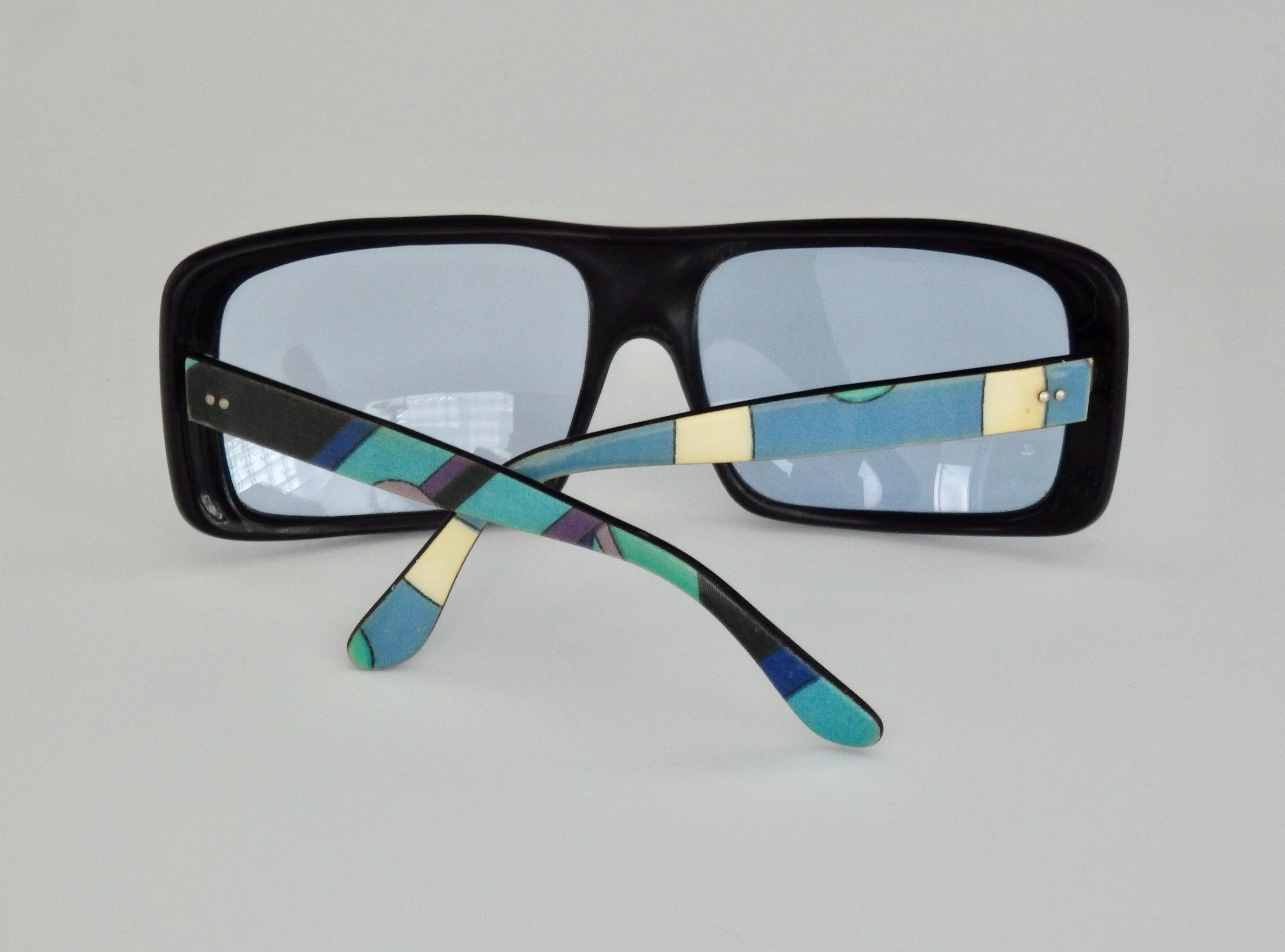 1960s Emilio Pucci Multicolored Laminate Printed Sunglasses, France In Good Condition For Sale In Ferndale, MI