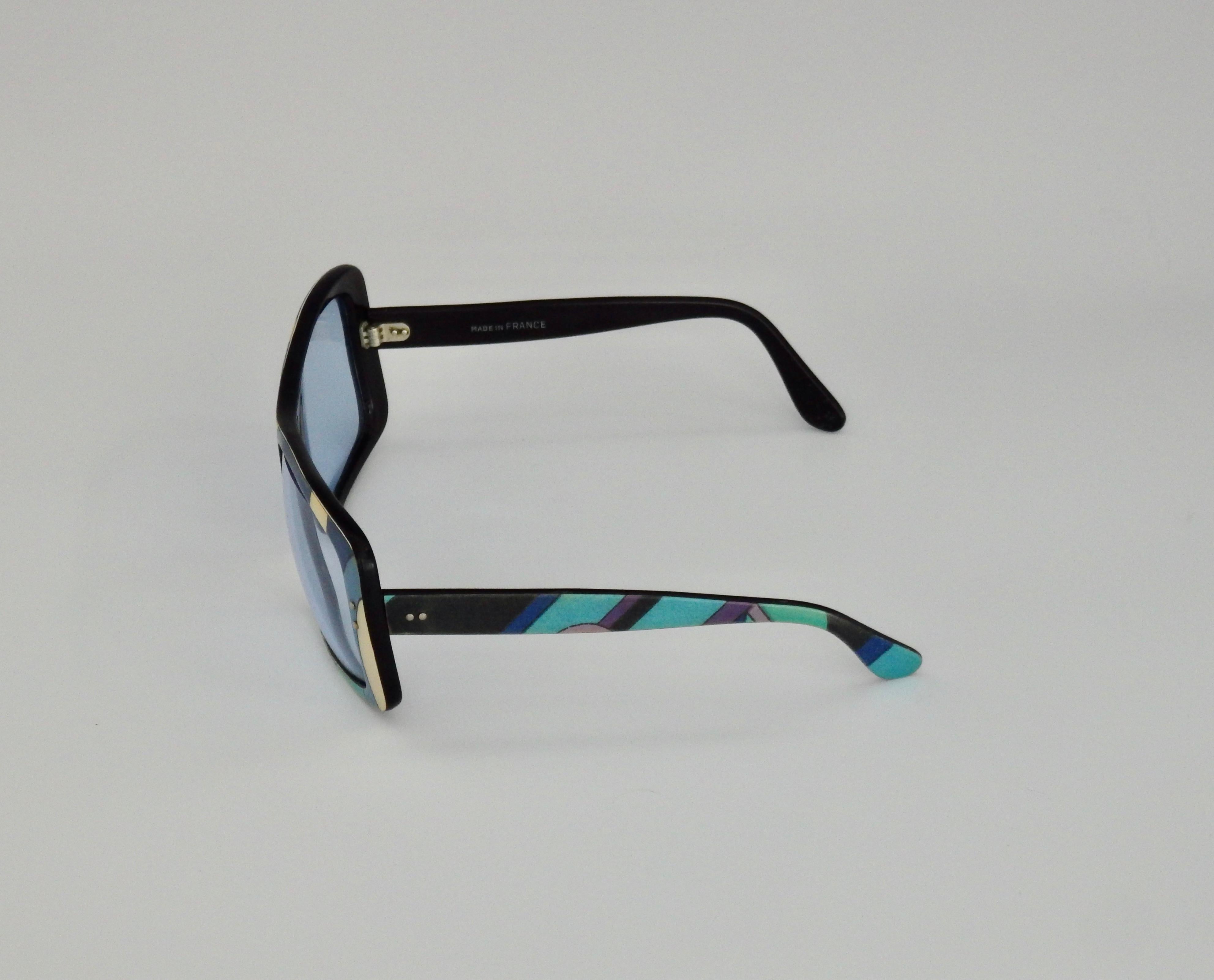 Plastic 1960s Emilio Pucci Multicolored Laminate Printed Sunglasses, France For Sale