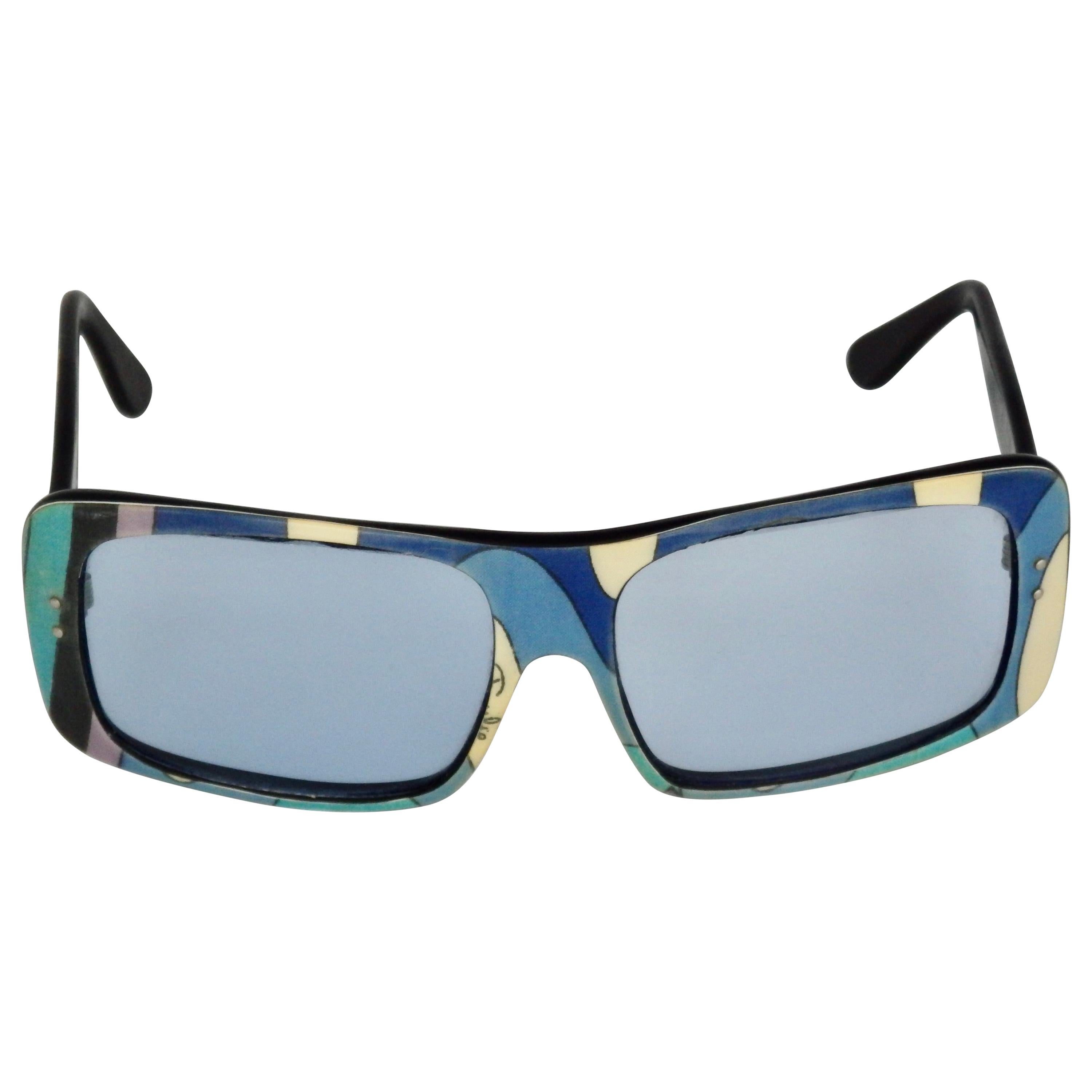 1960s Emilio Pucci Multicolored Laminate Printed Sunglasses, France For Sale