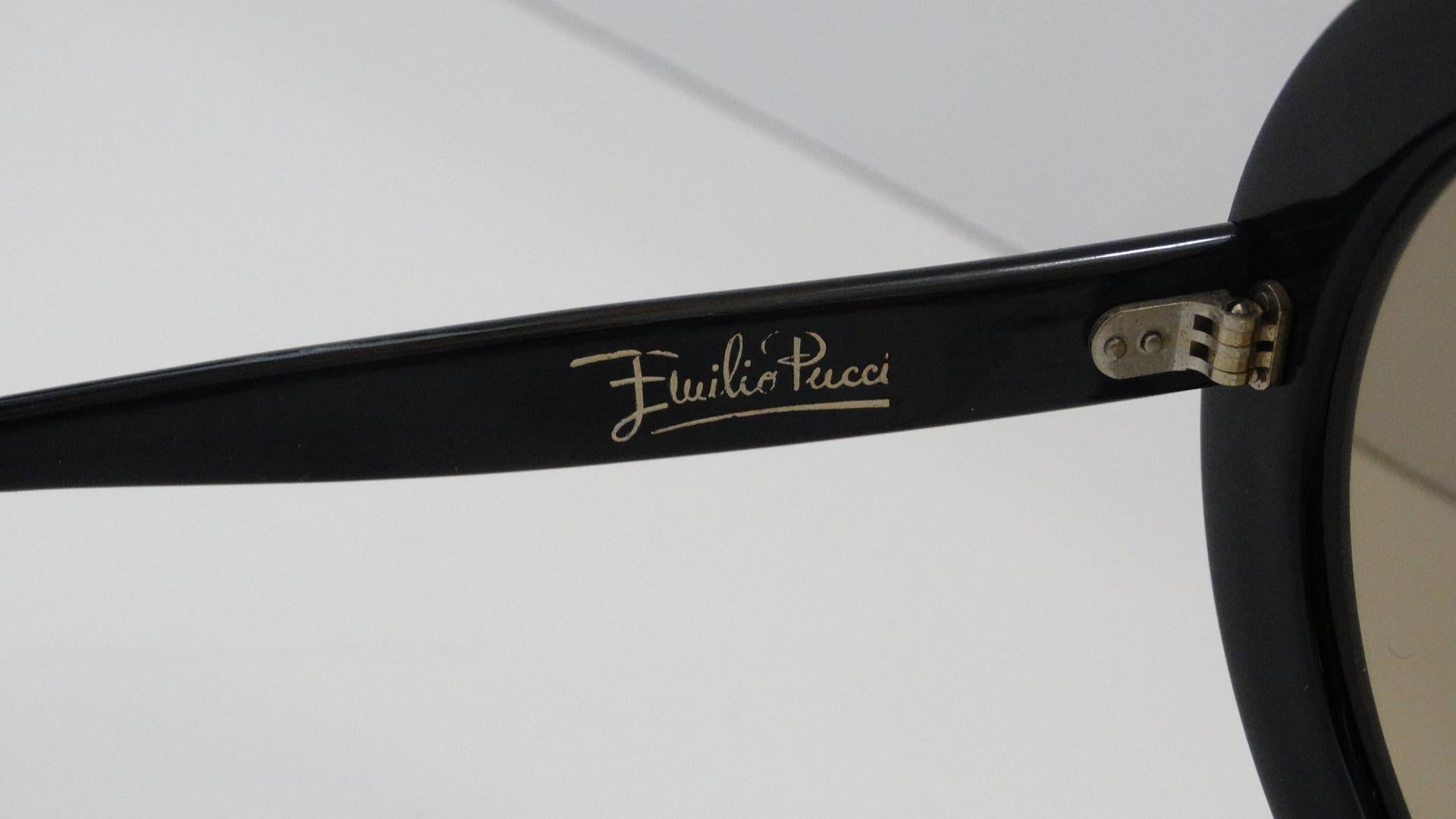 Brown 1960s Emilio Pucci Oversized Swirl Sunglasses 