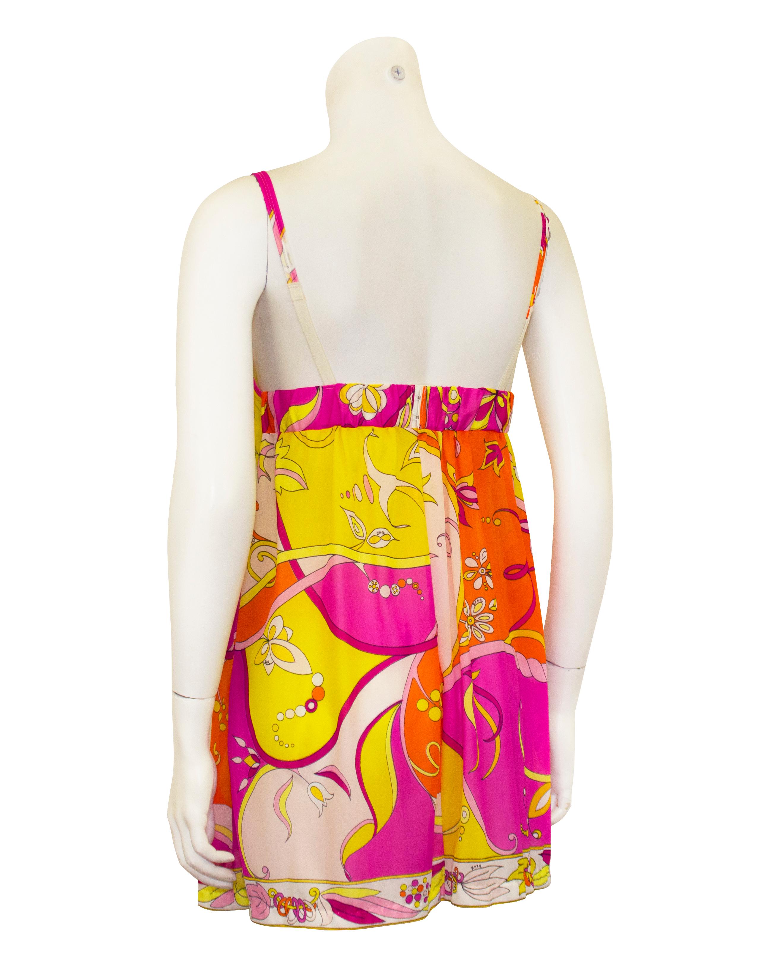 Beige 1960s Emilio Pucci Pink and Yellow Baby Doll Slipdress/Negligee 
