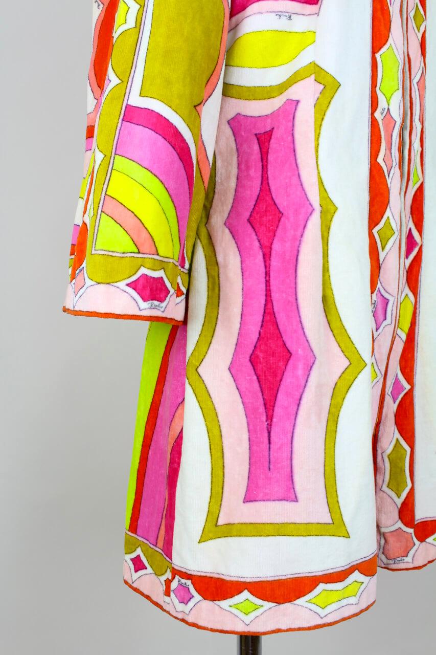 1960s Emilio Pucci Pink, Green, White Terry Cloth Velvet Playsuit & Bag Set 3