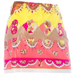 1960S EMILIO PUCCI Pink Psychedelic Polyester Jersey Slip Skirt