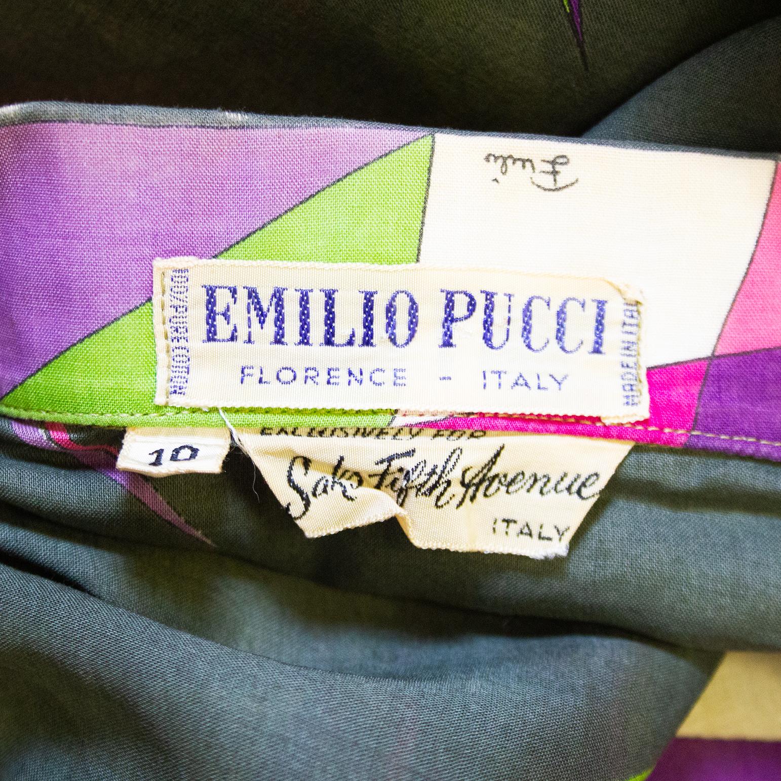 1960s Emilio Pucci Printed Cotton Shirt  For Sale 3