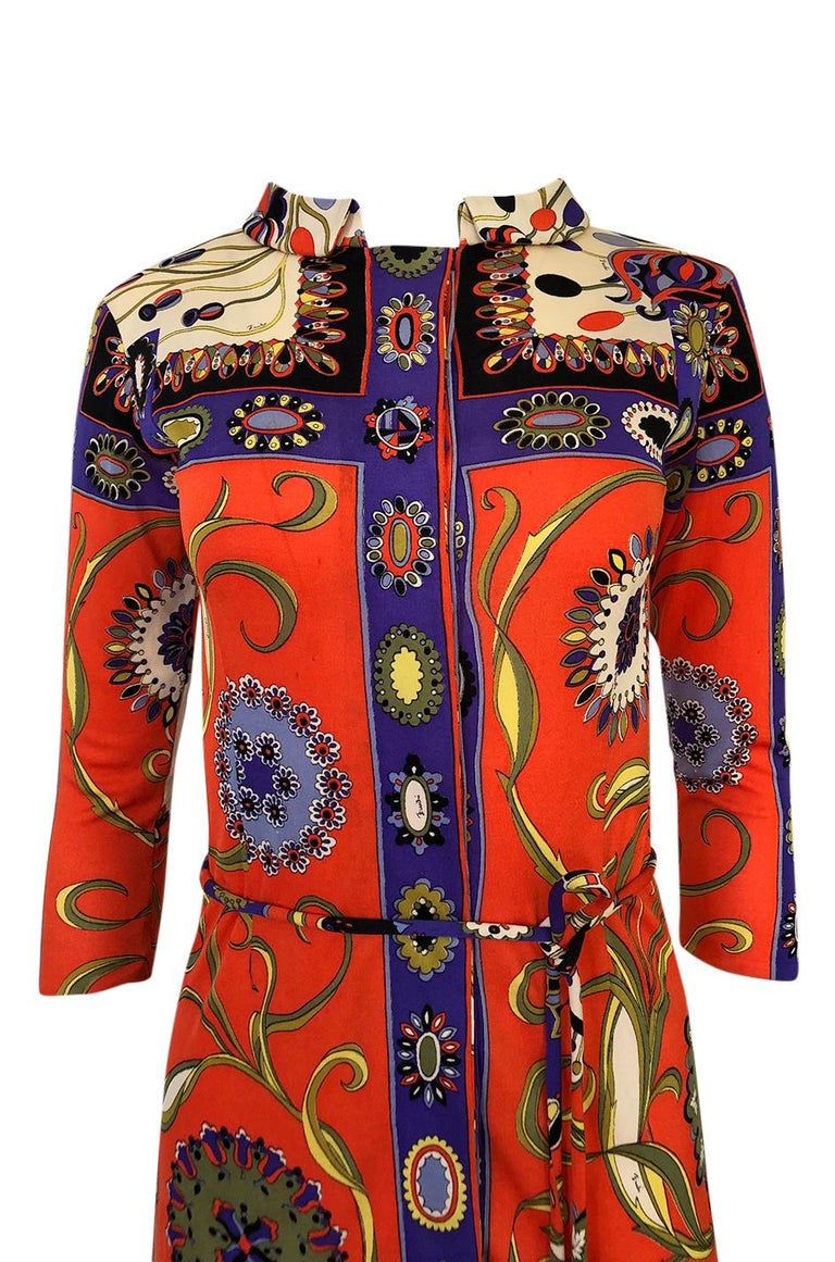 1960s Emilio Pucci Printed Silk Dress w Coppola e Toppo Tassel Belt For ...