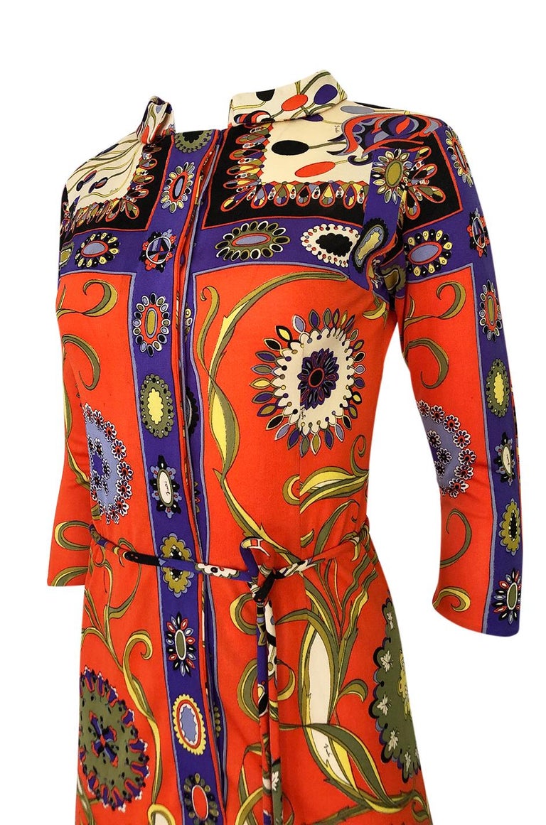 1960s Emilio Pucci Printed Silk Dress w Coppola e Toppo Tassel Belt For ...