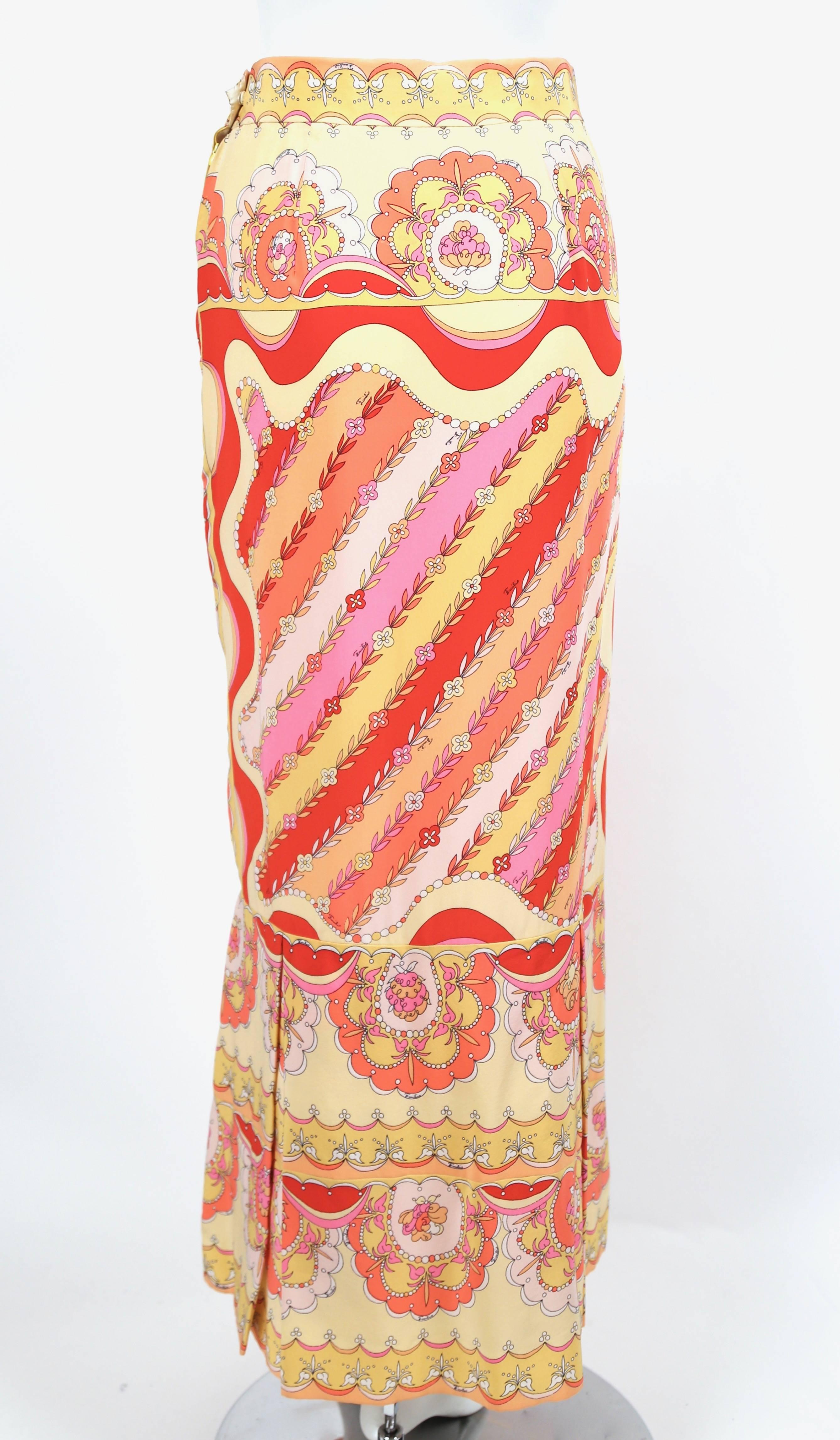 1960'S EMILIO PUCCI printed silk skirt In Excellent Condition In San Fransisco, CA