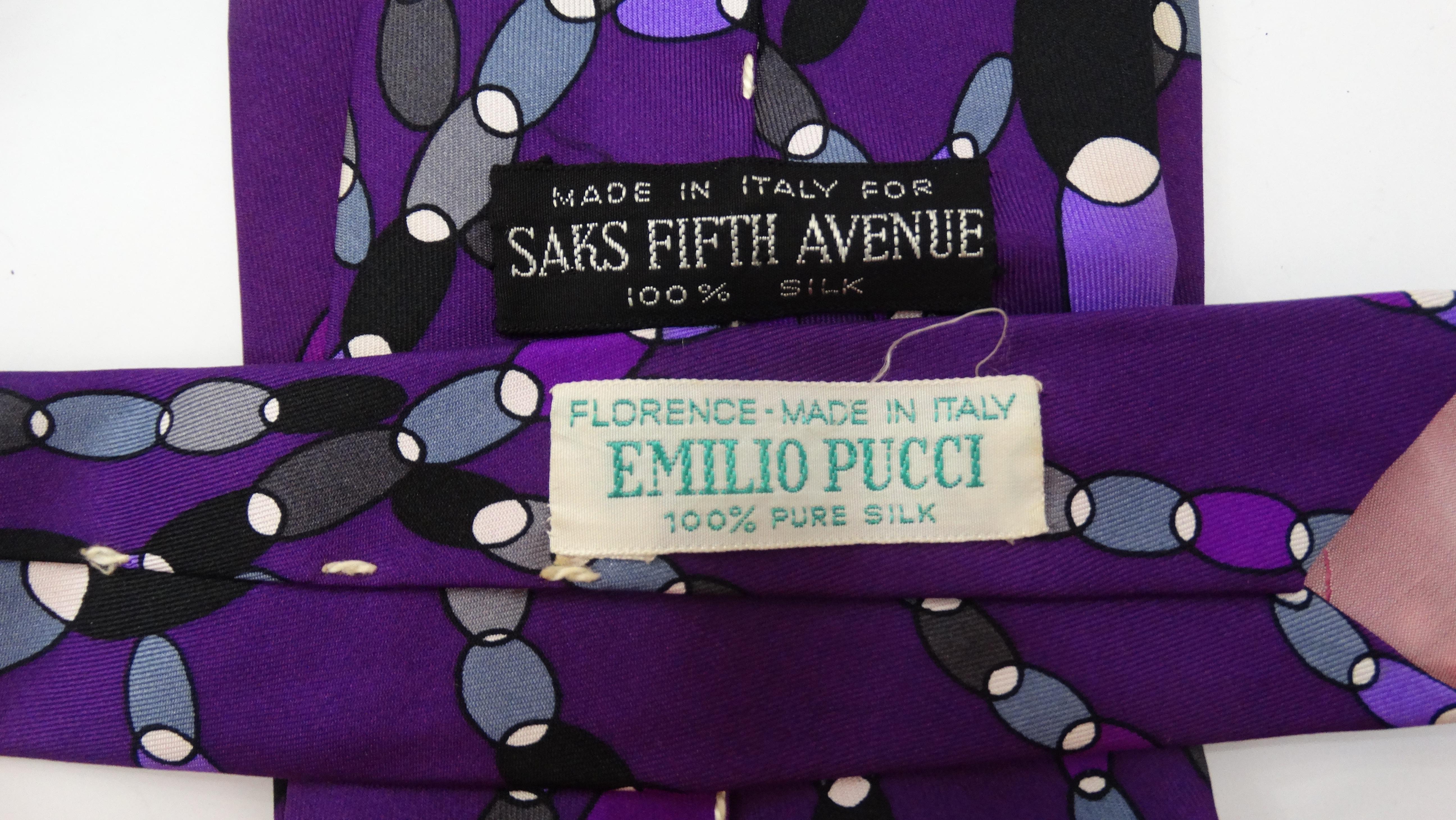 Purple  Emilio Pucci 1960s Printed Silk Tie