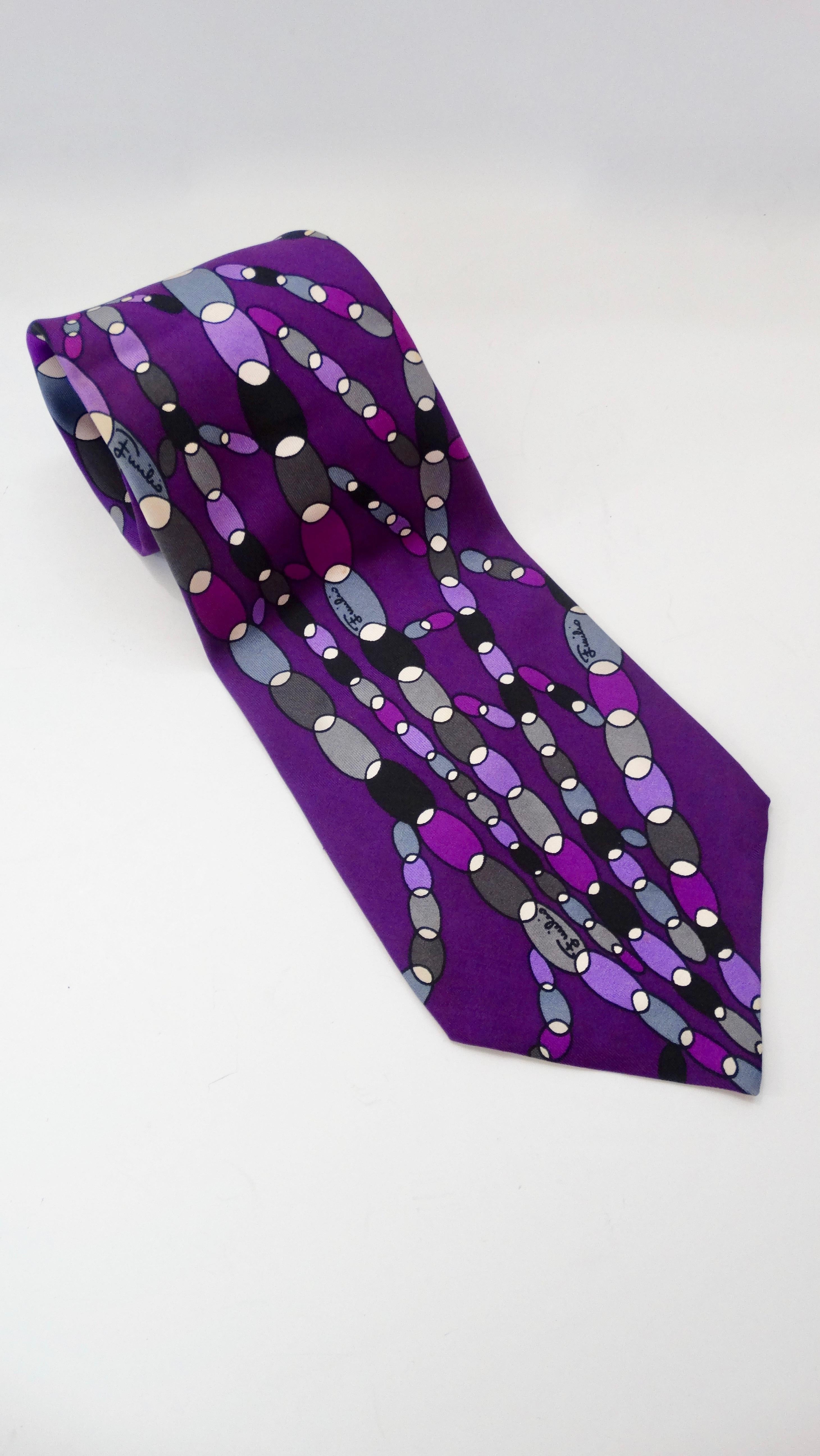 Women's or Men's  Emilio Pucci 1960s Printed Silk Tie