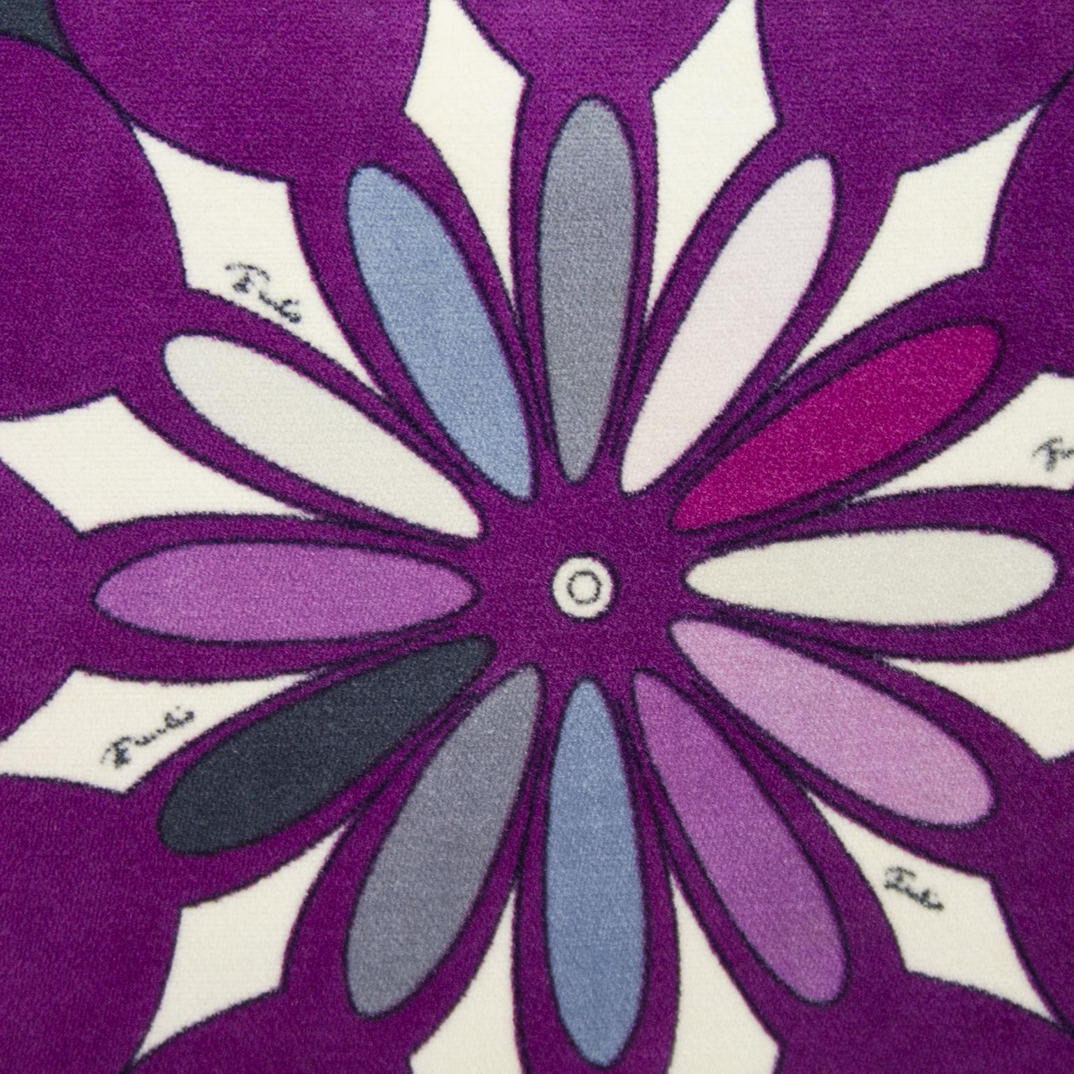 Women's or Men's 1960s Emilio Pucci Purple Velvet Printed Pillow