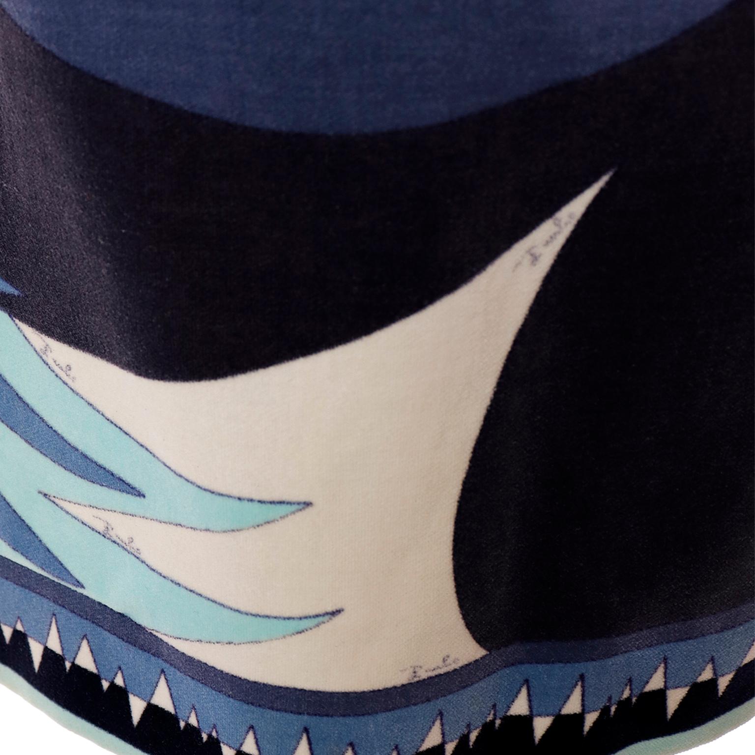 1960s Emilio Pucci Rare Signature Print Vintage Blue & Black Velvet Dress 8