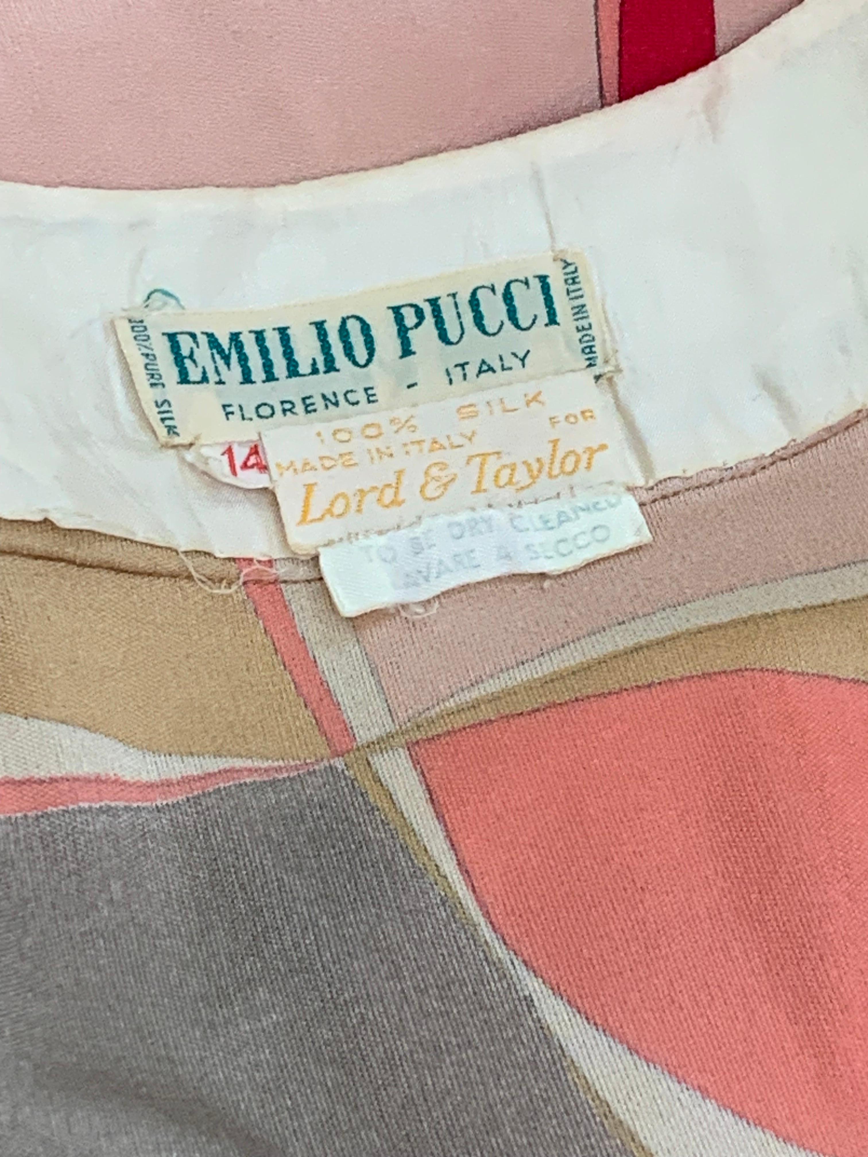 1960s Emilio Pucci Silk Jersey Maxi Dress Contoured Bodice in Peach Taupe Coral 13