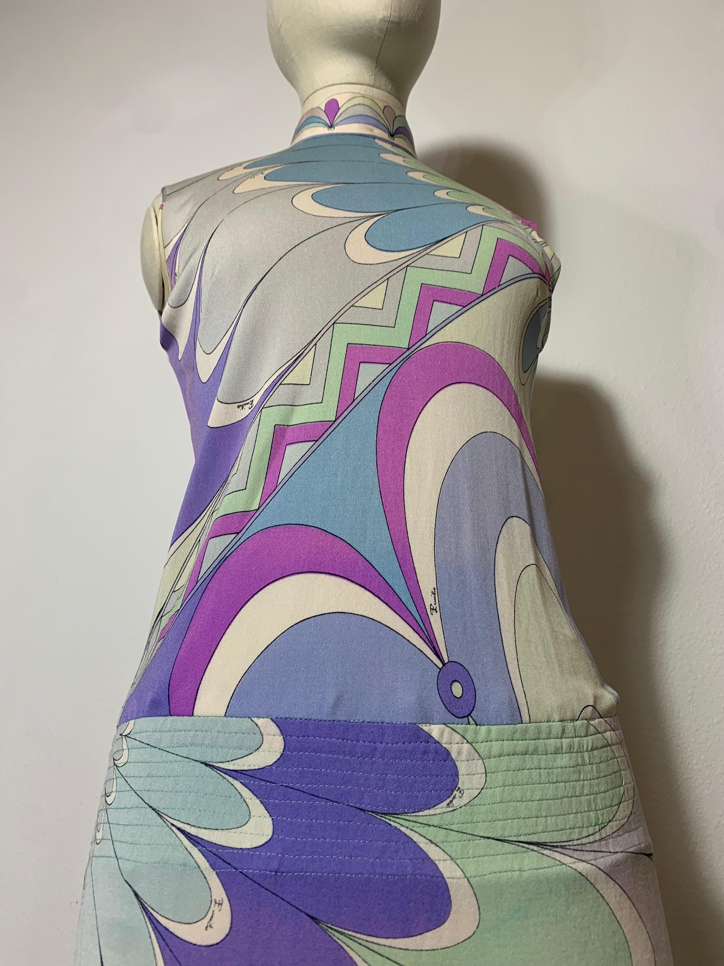 1960s Emilio Pucci Silk Jersey Pastel Print Maxi Dress w Fitted Hip & Blouson  For Sale 13