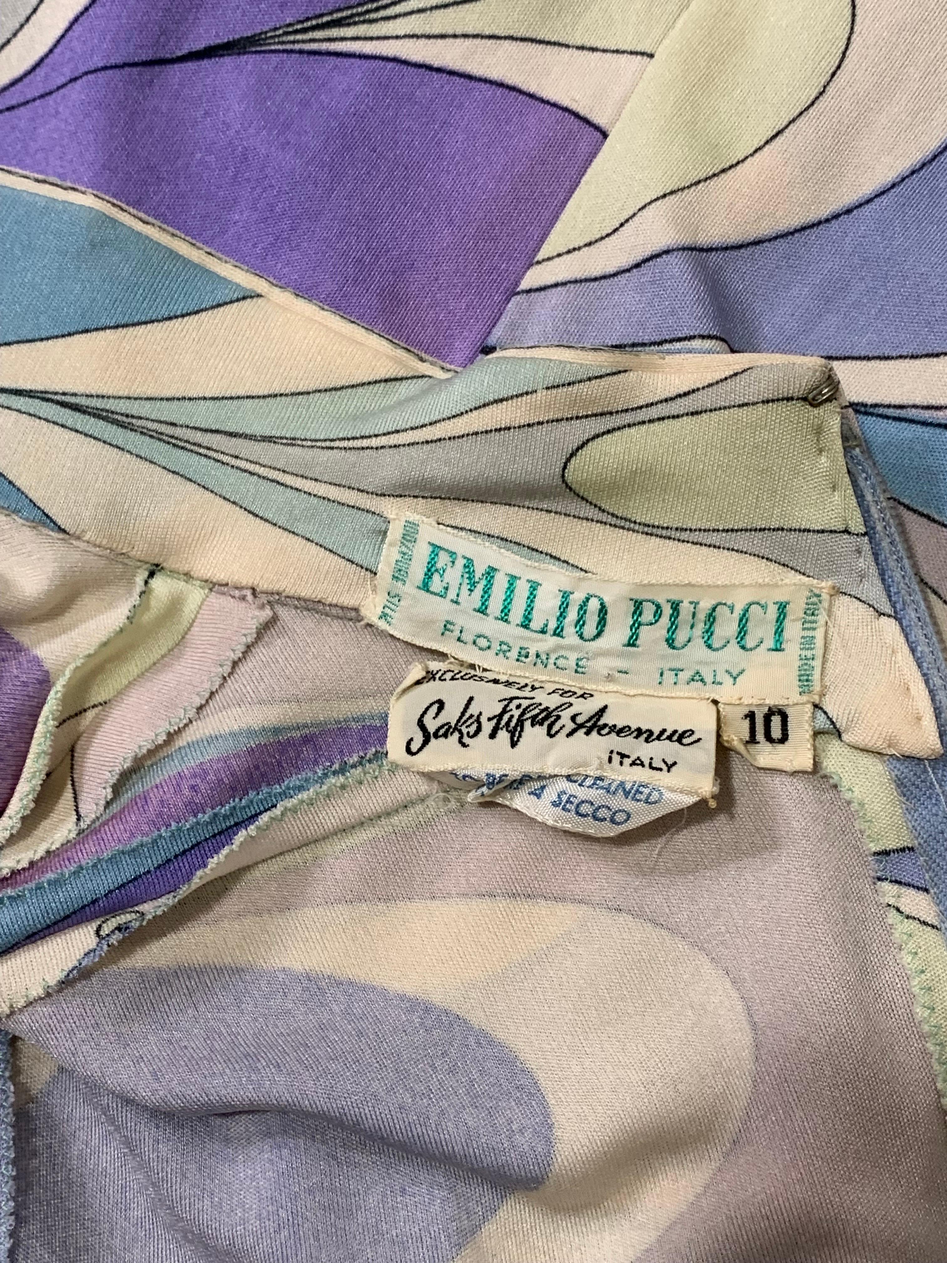 1960er Emilio Pucci Maxikleid aus Seidenjersey mit pastellfarbenem Druck und tailliertem Hip & Blouson  im Angebot 15