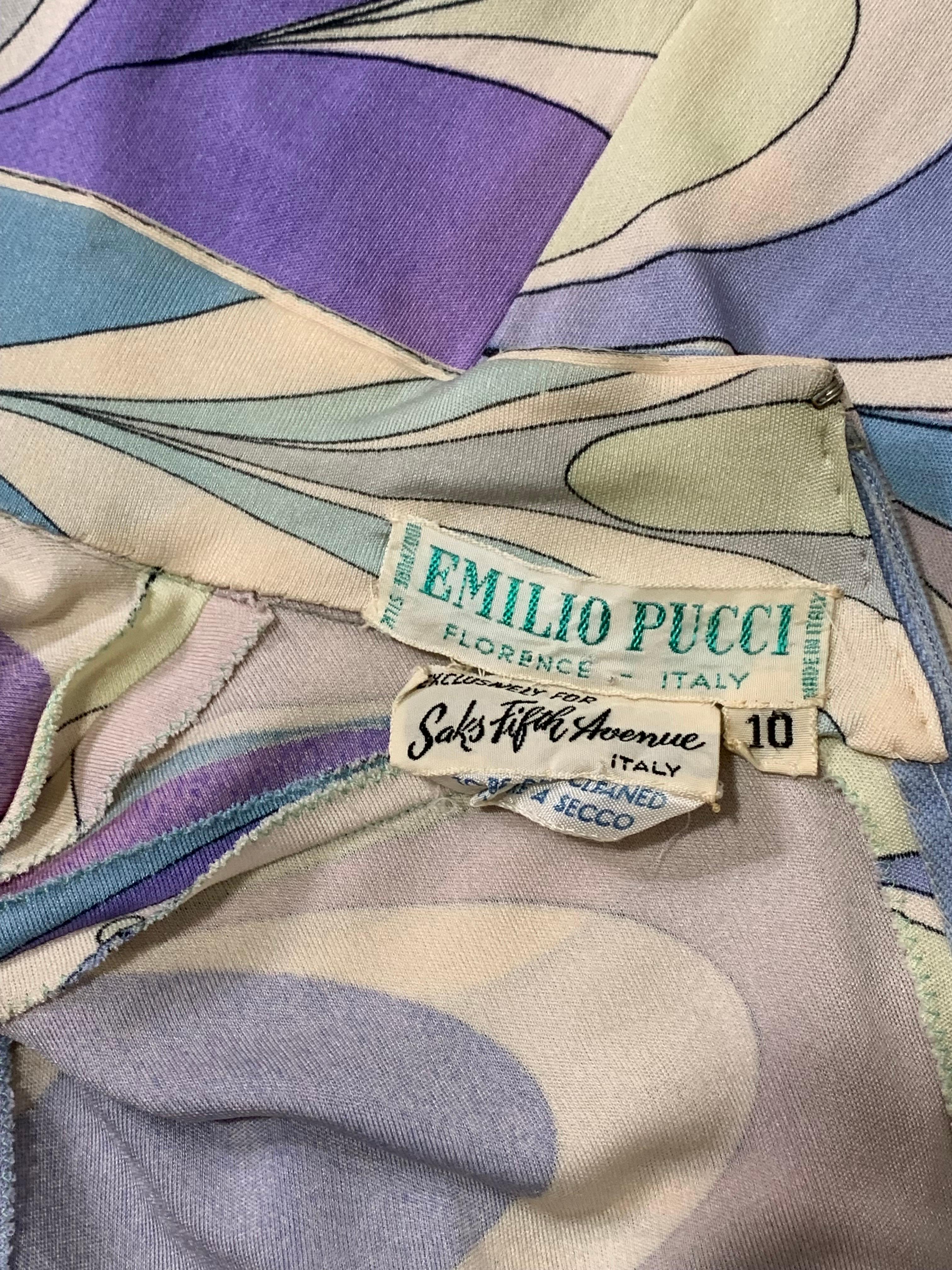 1960s Emilio Pucci Silk Jersey Pastel Print Maxi Dress w Fitted Hip & Blouson 15